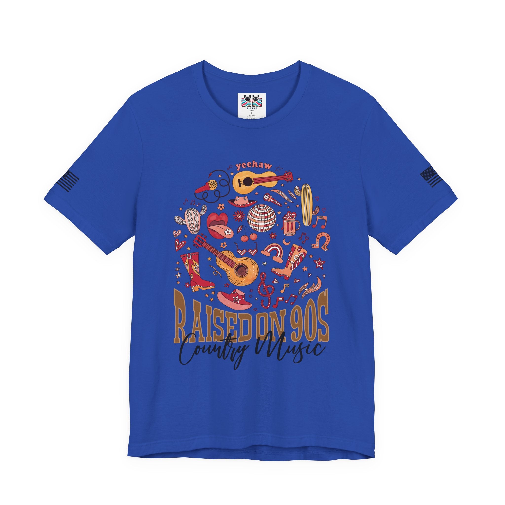 Raised on 90s Country Music T-Shirt – Yeehaw Retro Circle Collage Graphic Tee