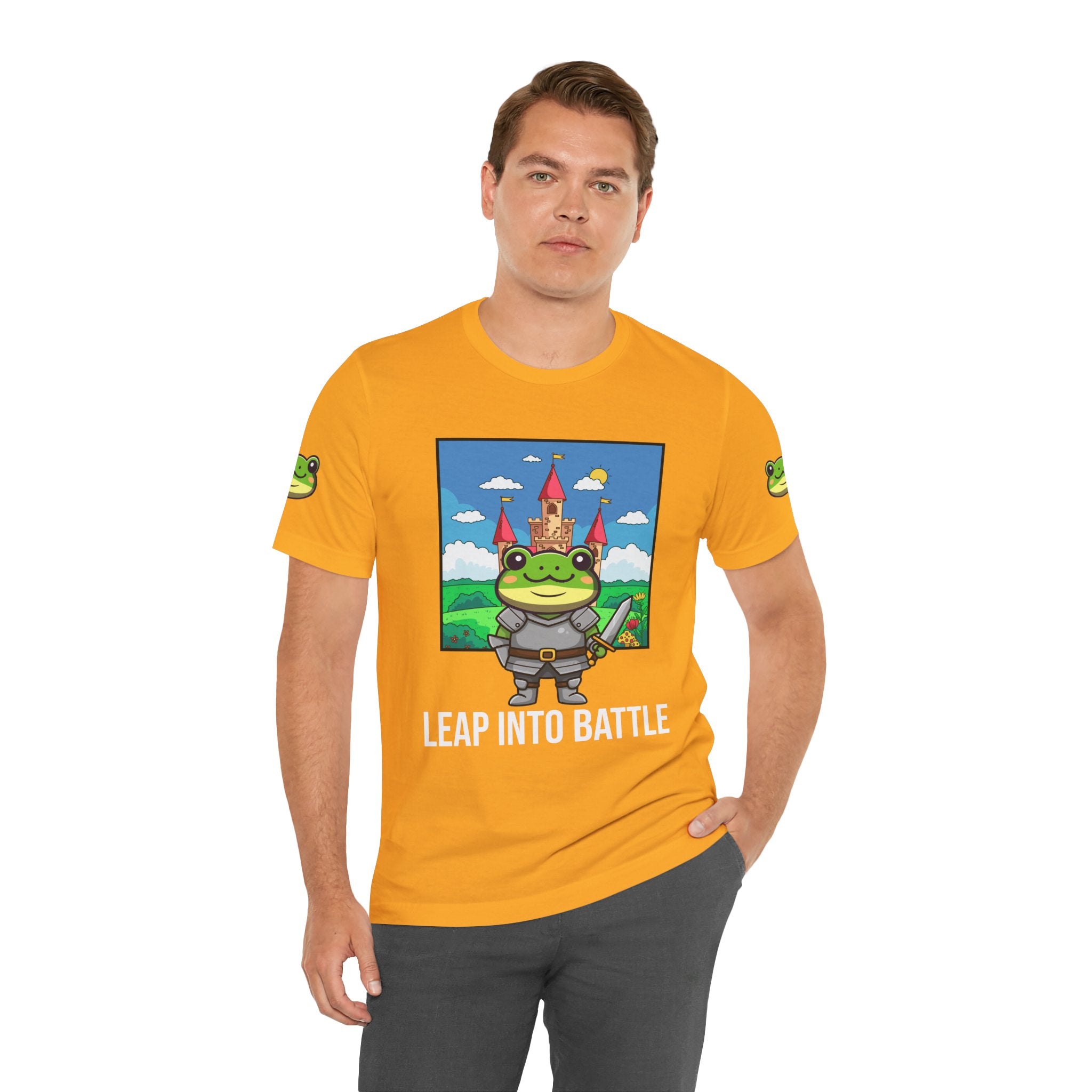 Custom T-Shirt - Knight Frog Castle T-Shirt – Cute Frog Knight Medieval Fantasy Graphic Tee