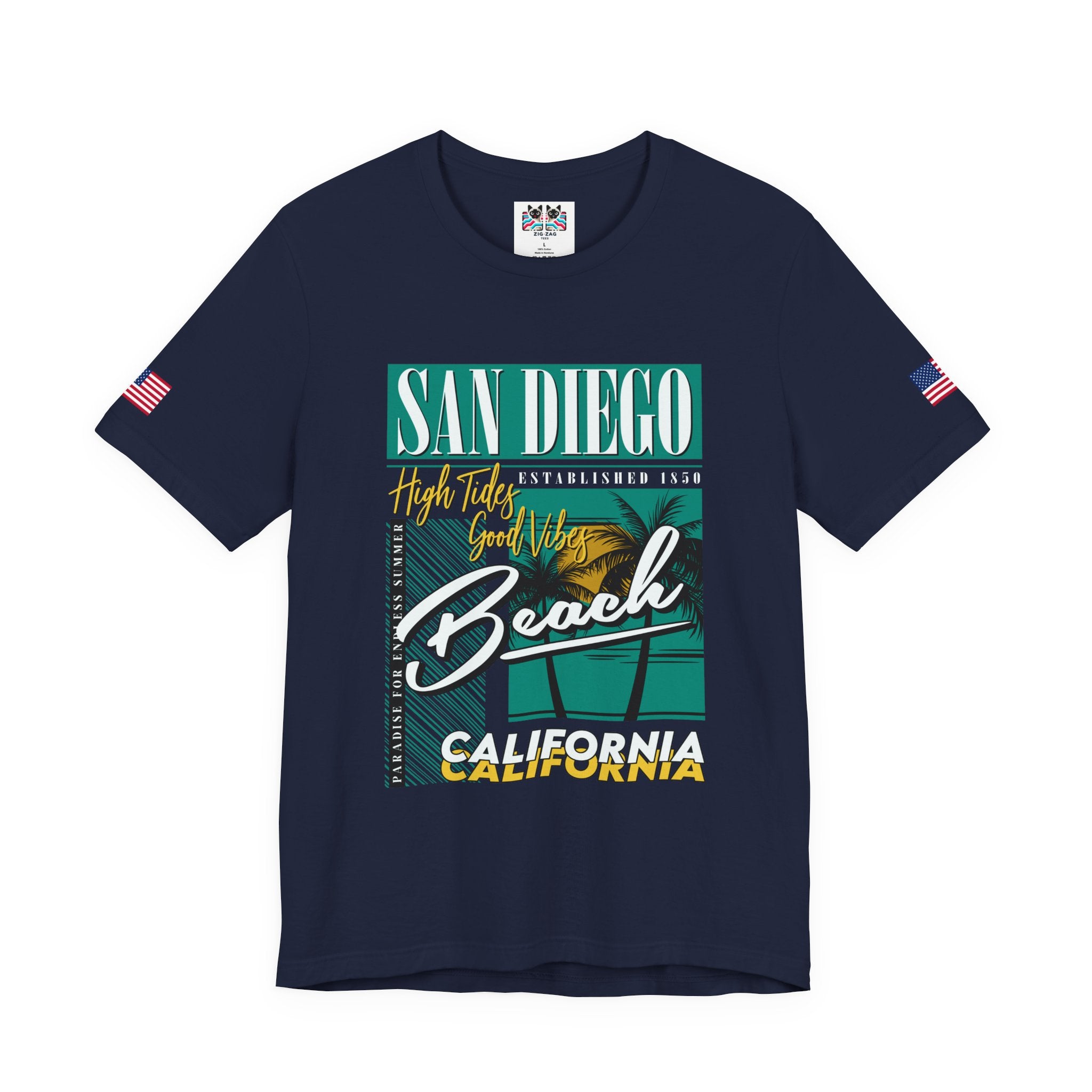 San Diego California Beach T-Shirt – High Tides Good Vibes Paradise Summer Tee