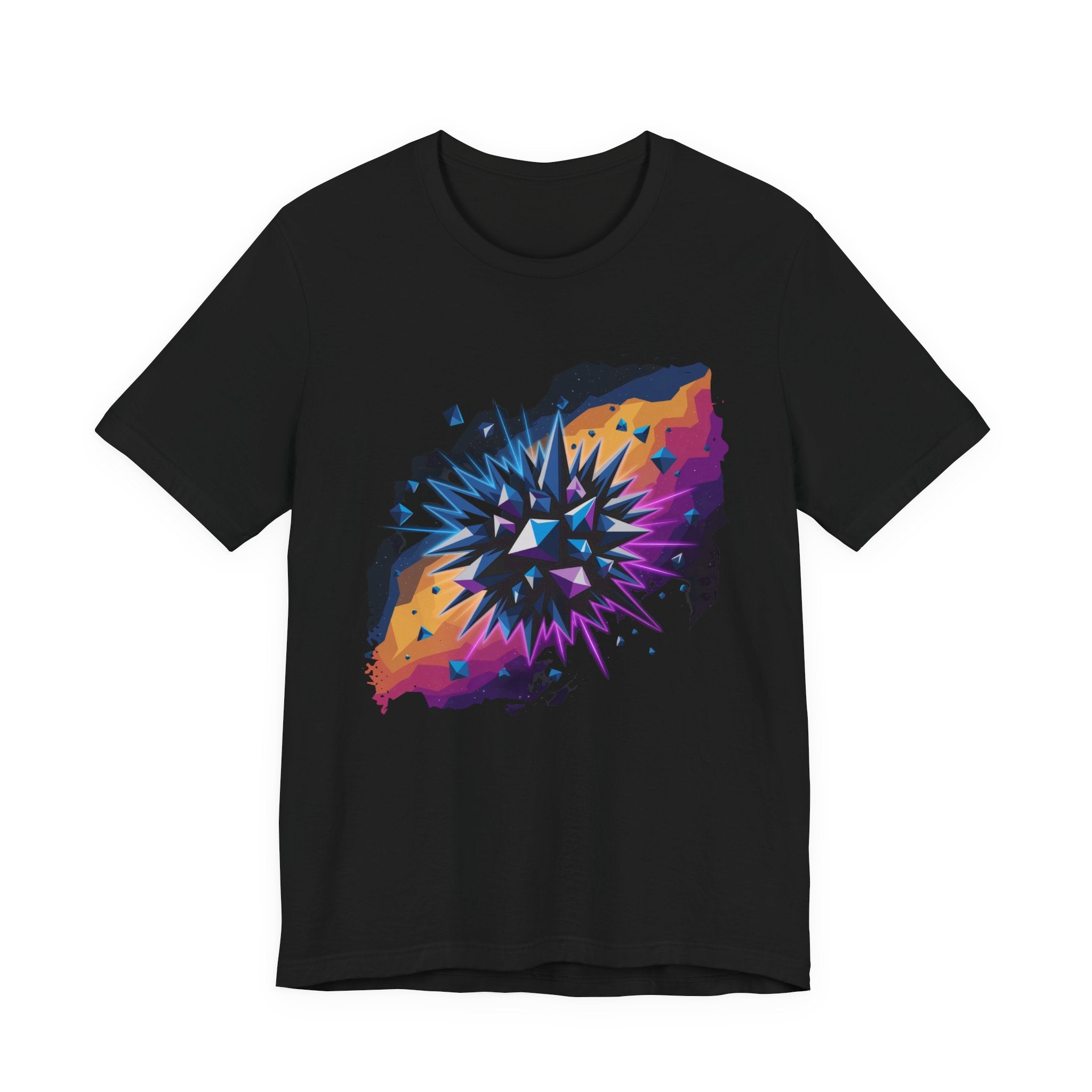 Polygon Burst – Colorful Polygon Explosion Graphic T-Shirt