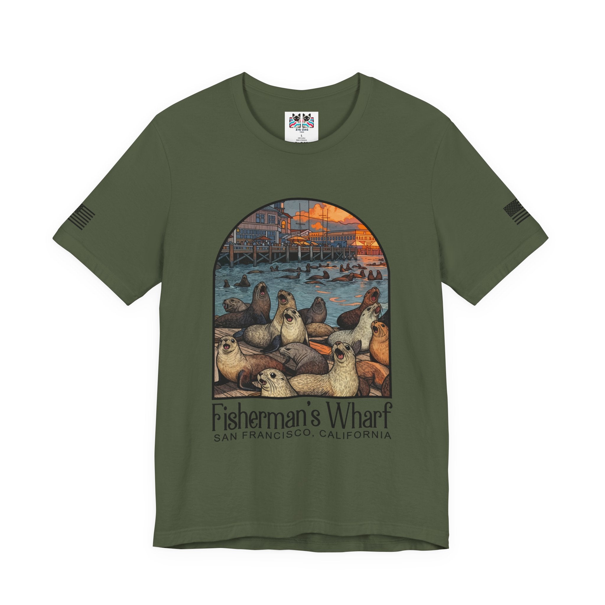 Fisherman's Wharf San Francisco California T-Shirt – Sea Lions Arched Graphic Tee