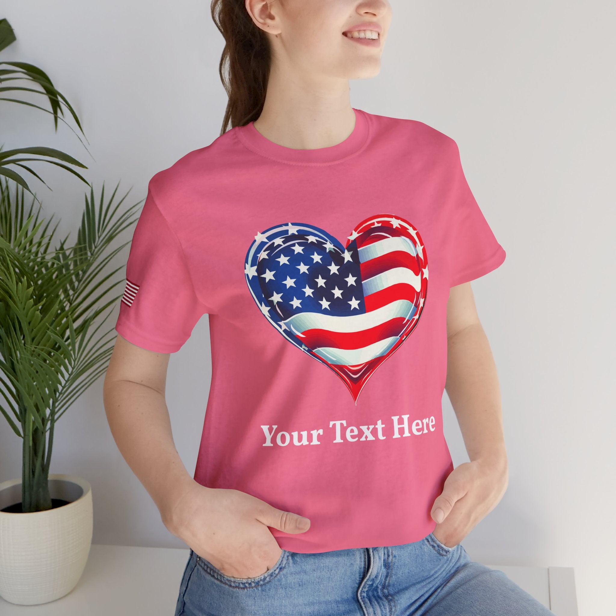 Custom T-Shirt - American Flag Heart T-Shirt – Love USA Patriotic Pride Graphic Tee