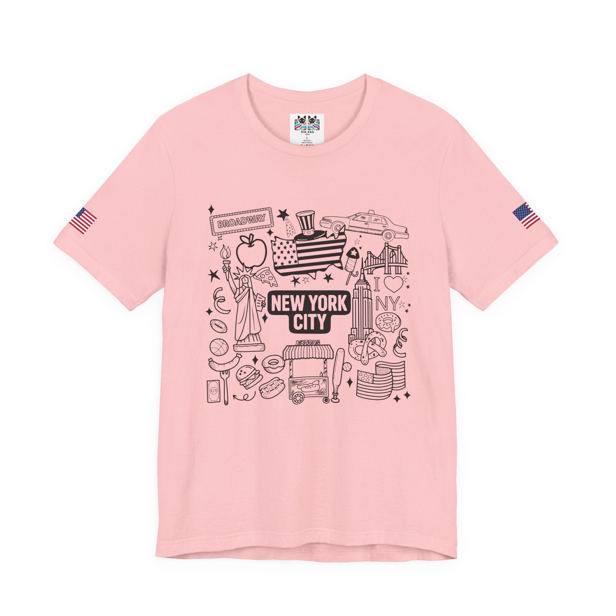 New York City Doodle T-Shirt - Cute NYC Icons Coloring Book Style Tourist Design