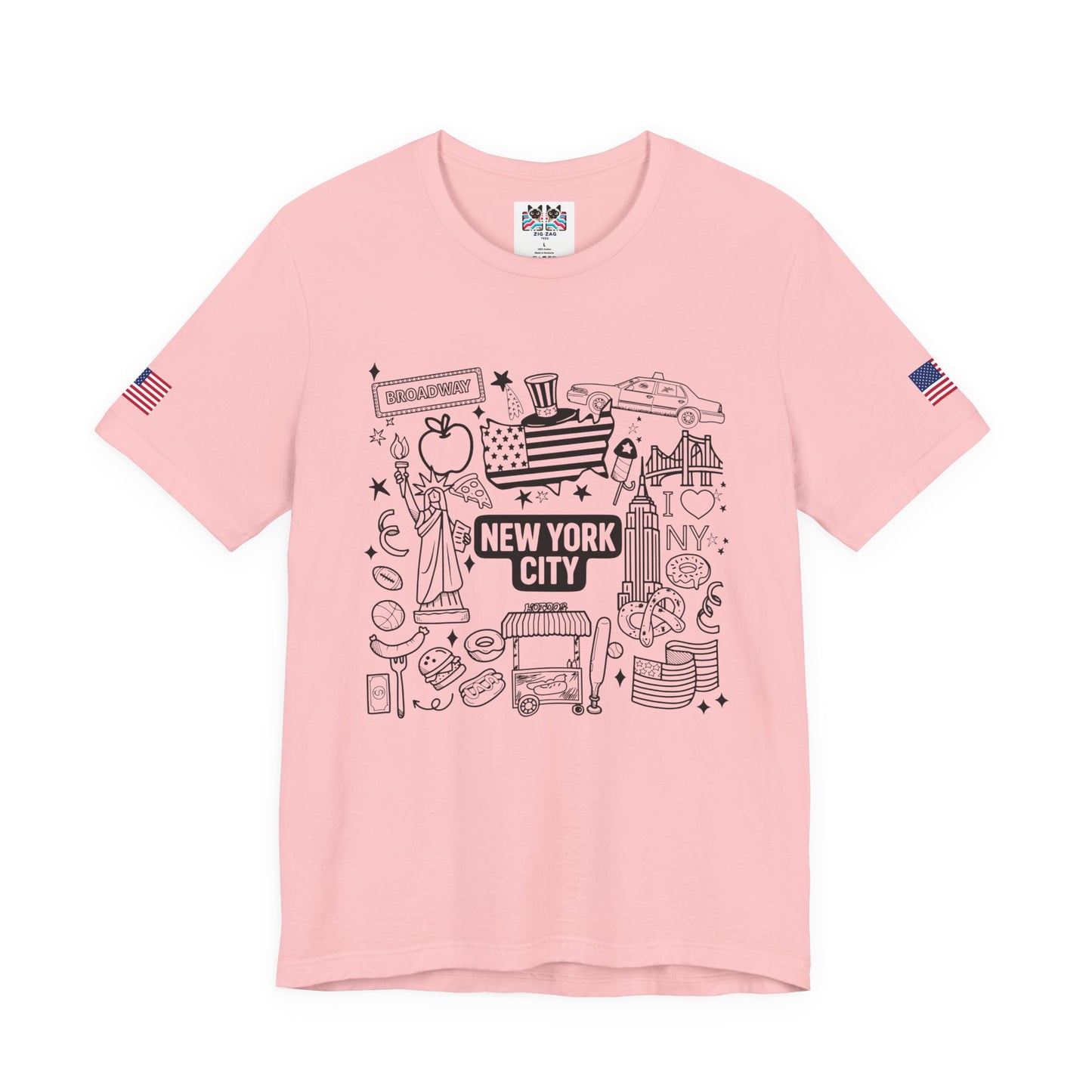 New York City Doodle T-Shirt - Cute NYC Icons Coloring Book Style Tourist Design