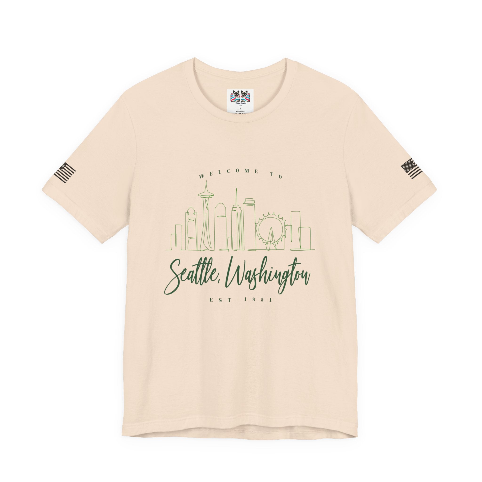 Welcome to Seattle Washington Minimalist Skyline T-Shirt | Seattle EST 1851 Line Art Tee | Pacific Northwest Gift