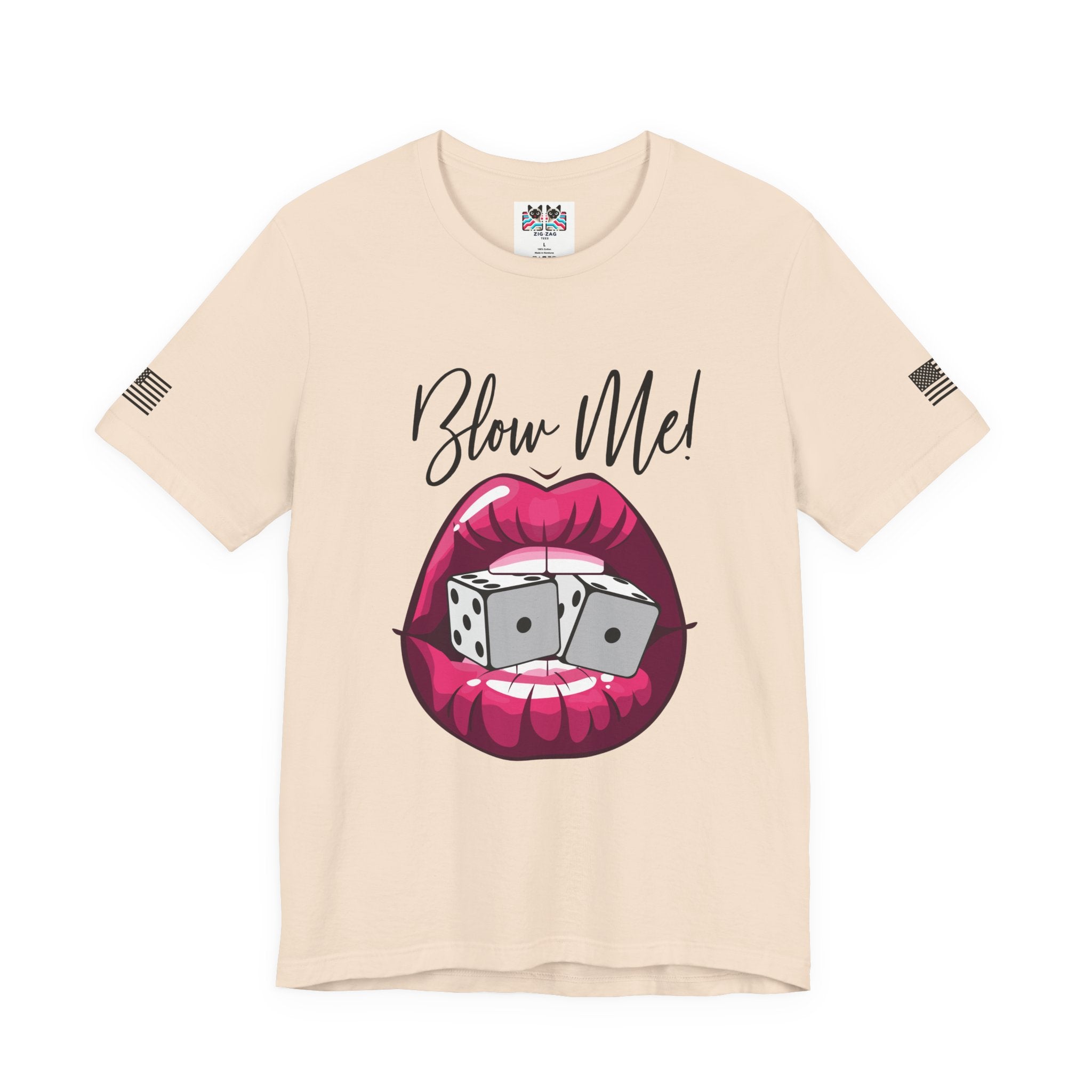 Blow Me Dice Funny Casino T-Shirt – Vegas Craps Lips Humor Tee