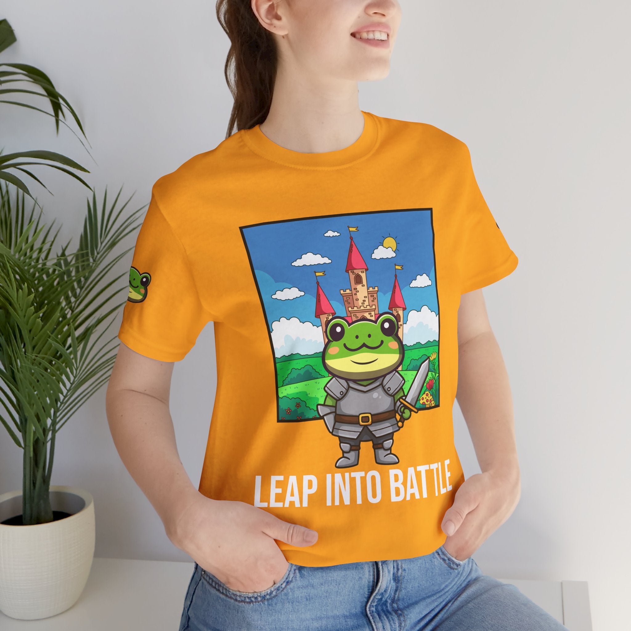 Custom T-Shirt - Knight Frog Castle T-Shirt – Cute Frog Knight Medieval Fantasy Graphic Tee