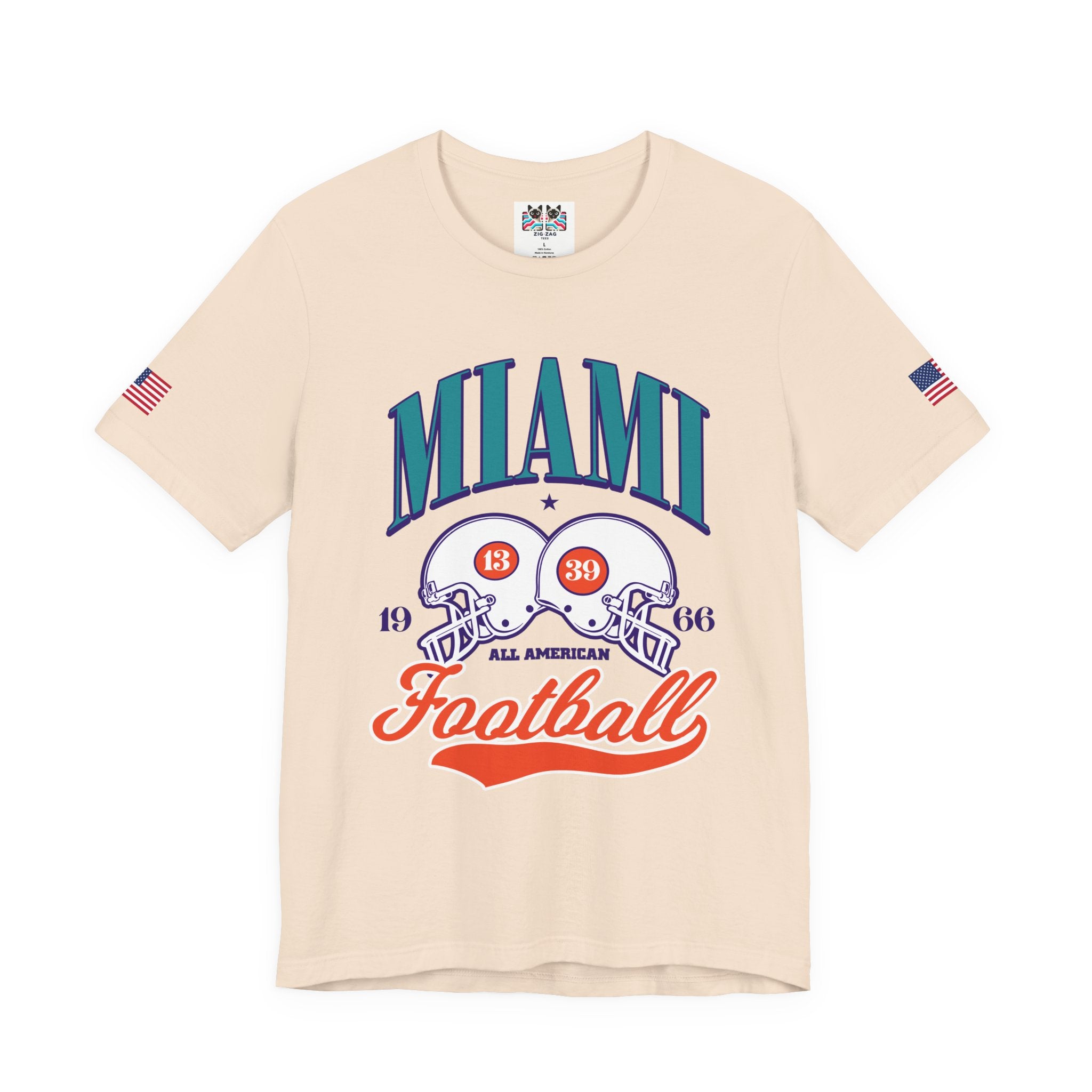 Miami All American Football T-Shirt – Vintage 1966 Helmets Collegiate Graphic Tee