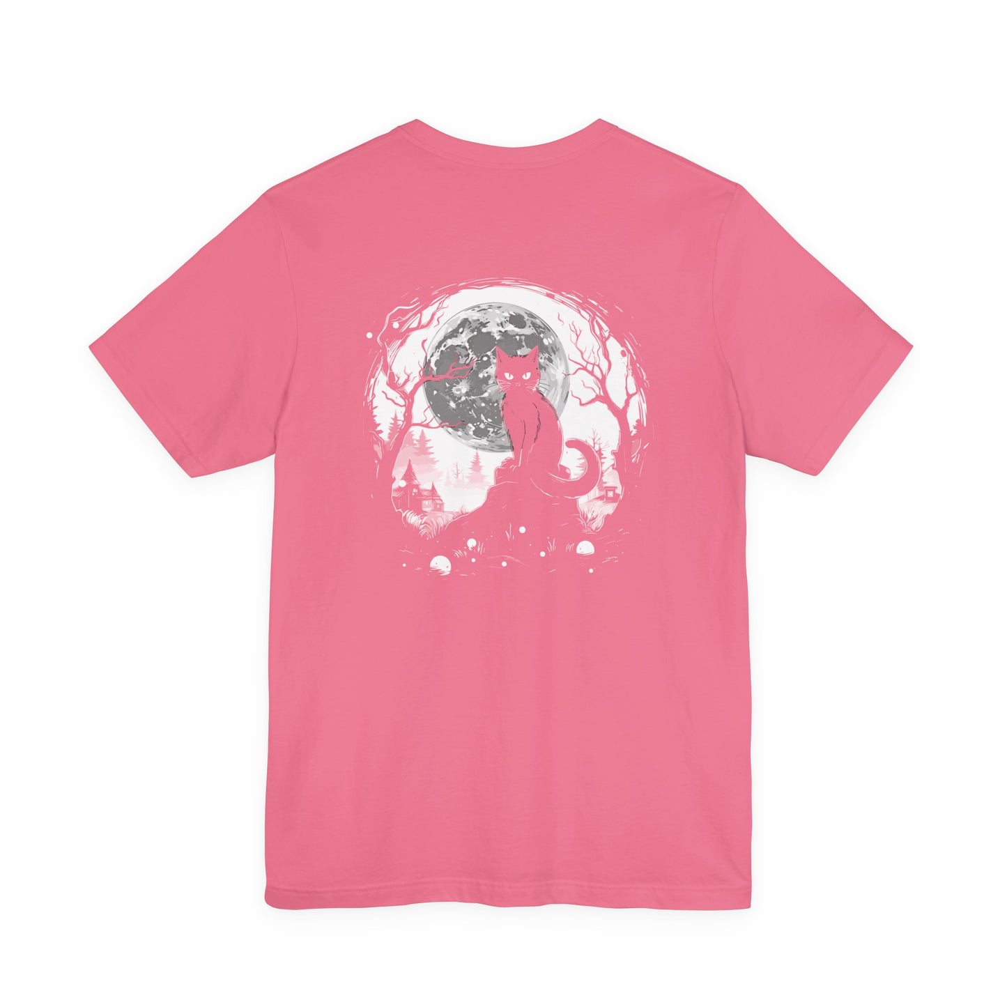 Enchanted Forest Haunted Cat Big Eyes Moonlight T-Shirt