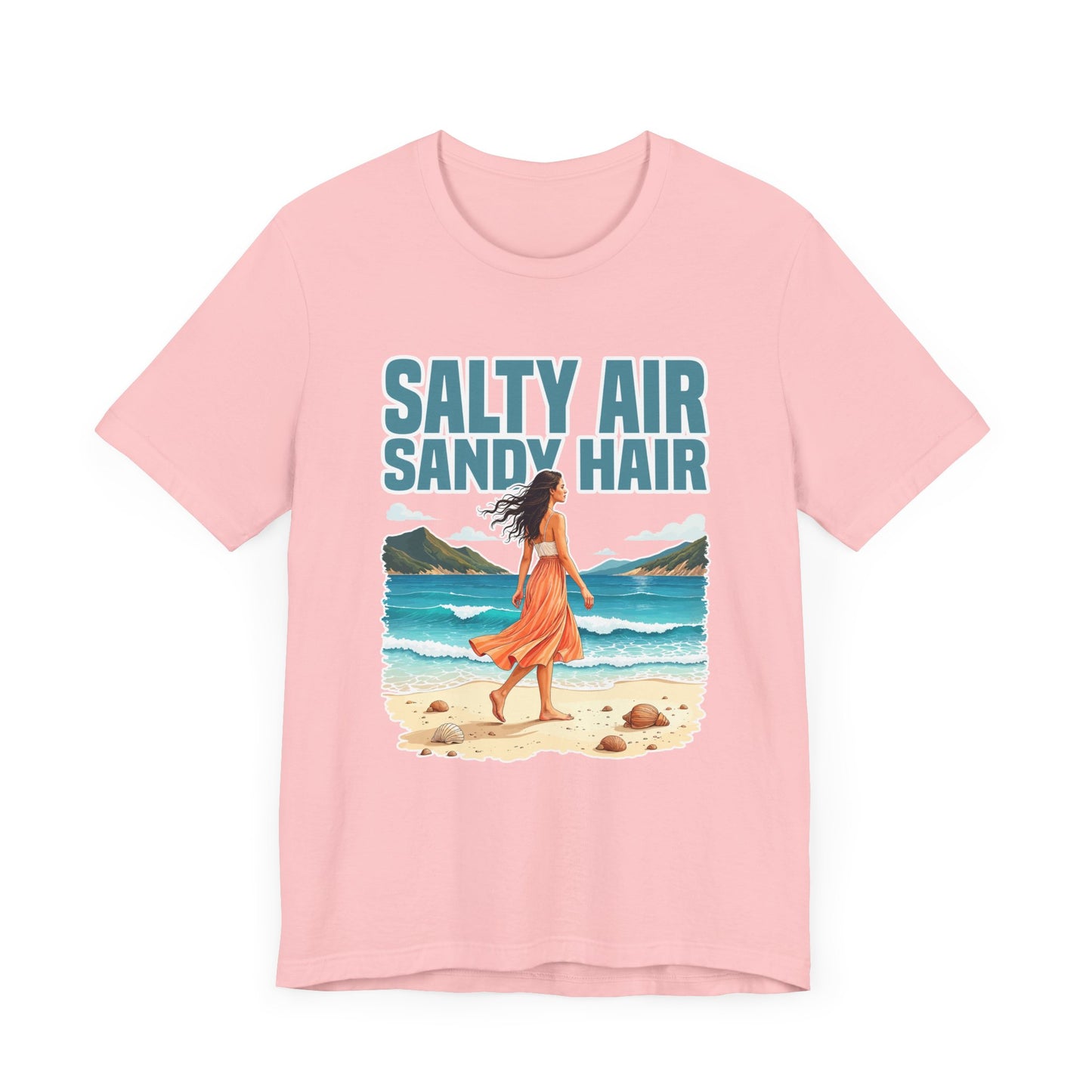 Salty Air Sandy Hair Tee, Beach Babe Shirt, Ocean Mood Graphic Tee, Summer Coastline Top, Coastal Girl Gift Tee