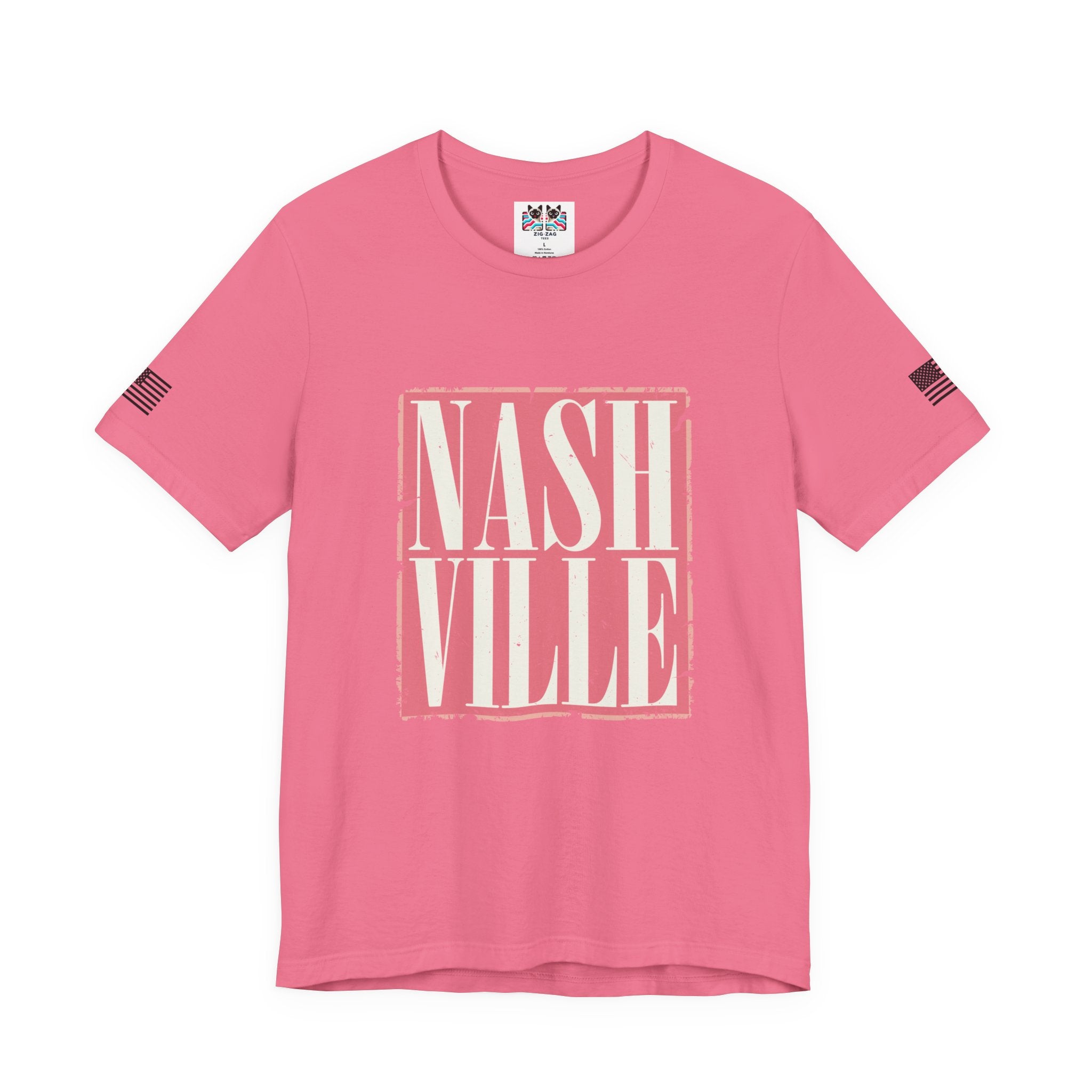 Nashville T-Shirt – Bold Distressed Block Letter Graphic Tee