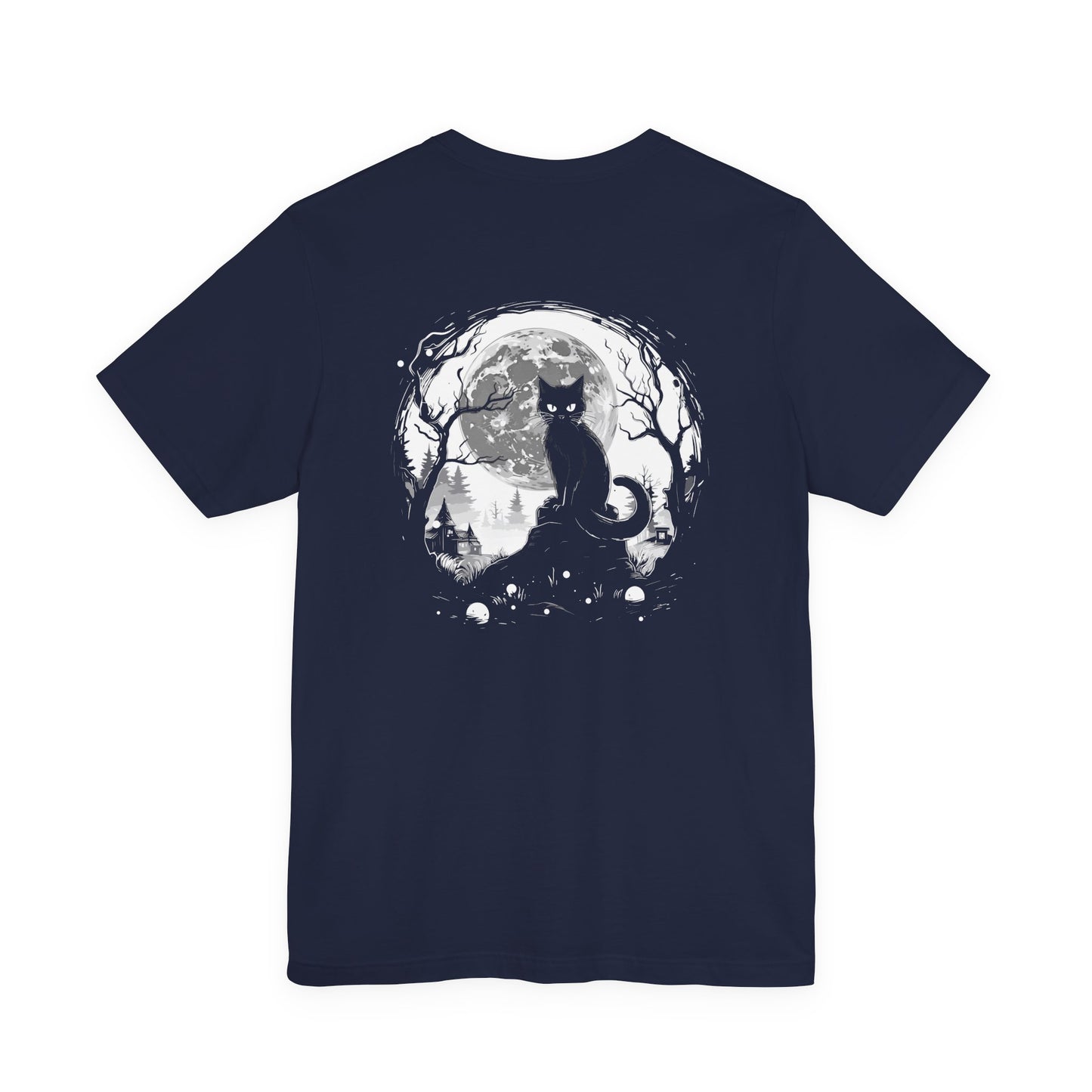 Enchanted Forest Haunted Cat Big Eyes Moonlight T-Shirt