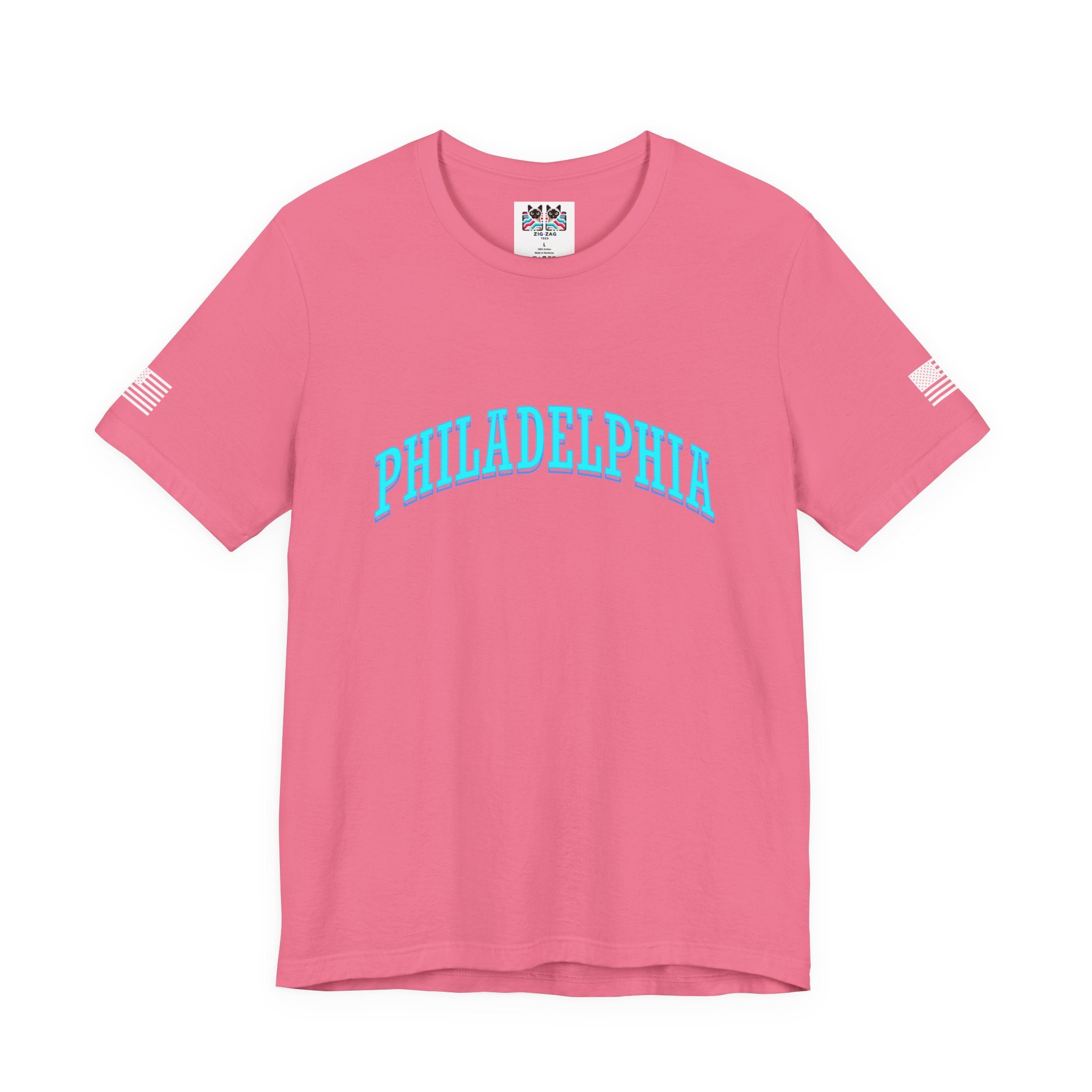 Philadelphia T-Shirt – Bold Arched Teal Varsity Typography Graphic Tee