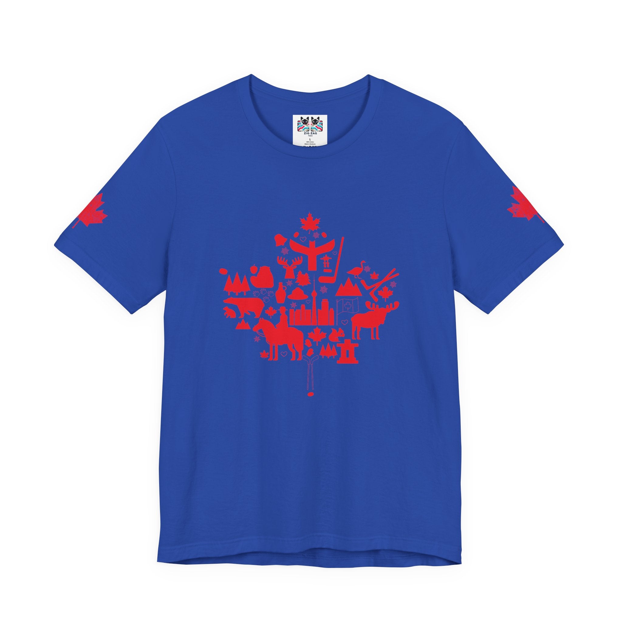 Canada Icons collage of iconic Canadian symbols Maple - Red Print T-Shirt