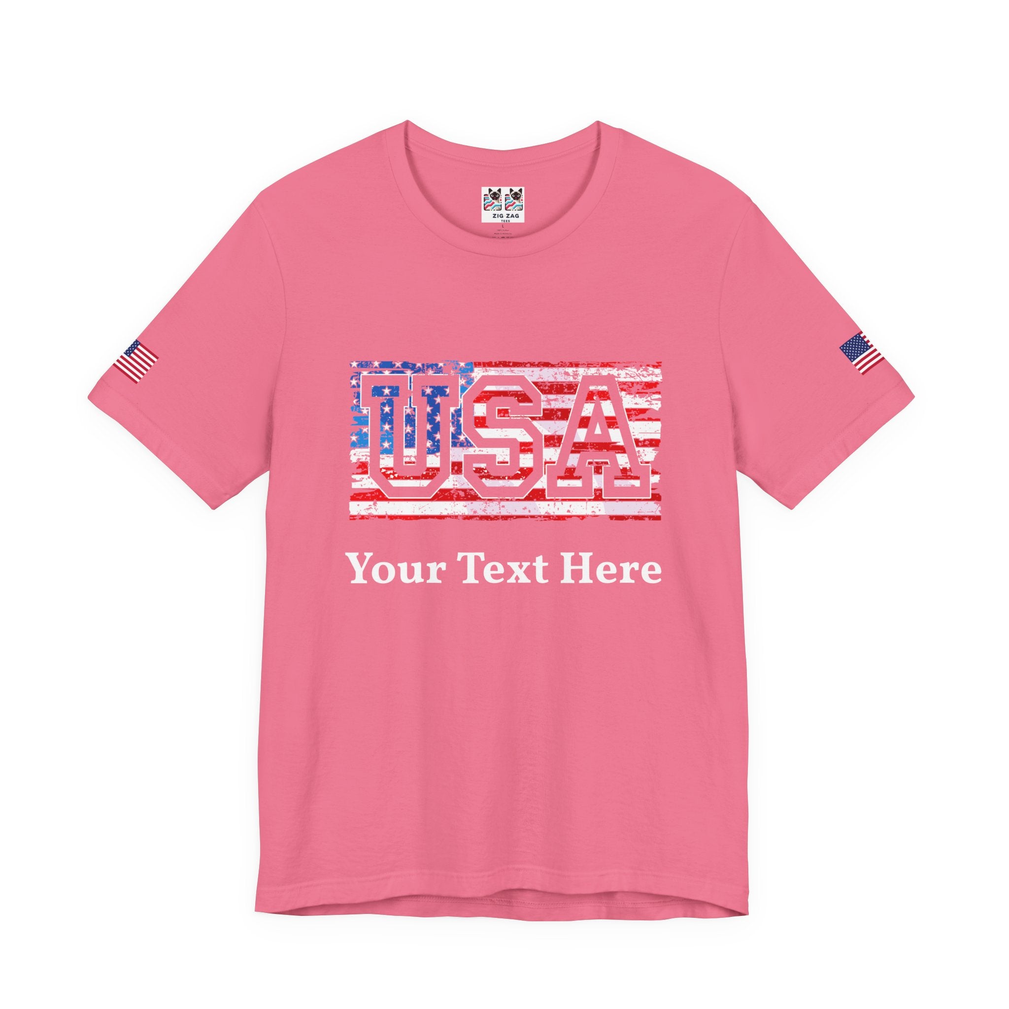 Custom T-Shirt - USA Vintage Collegiate T-Shirt – Retro American Flag Typography Graphic Tee