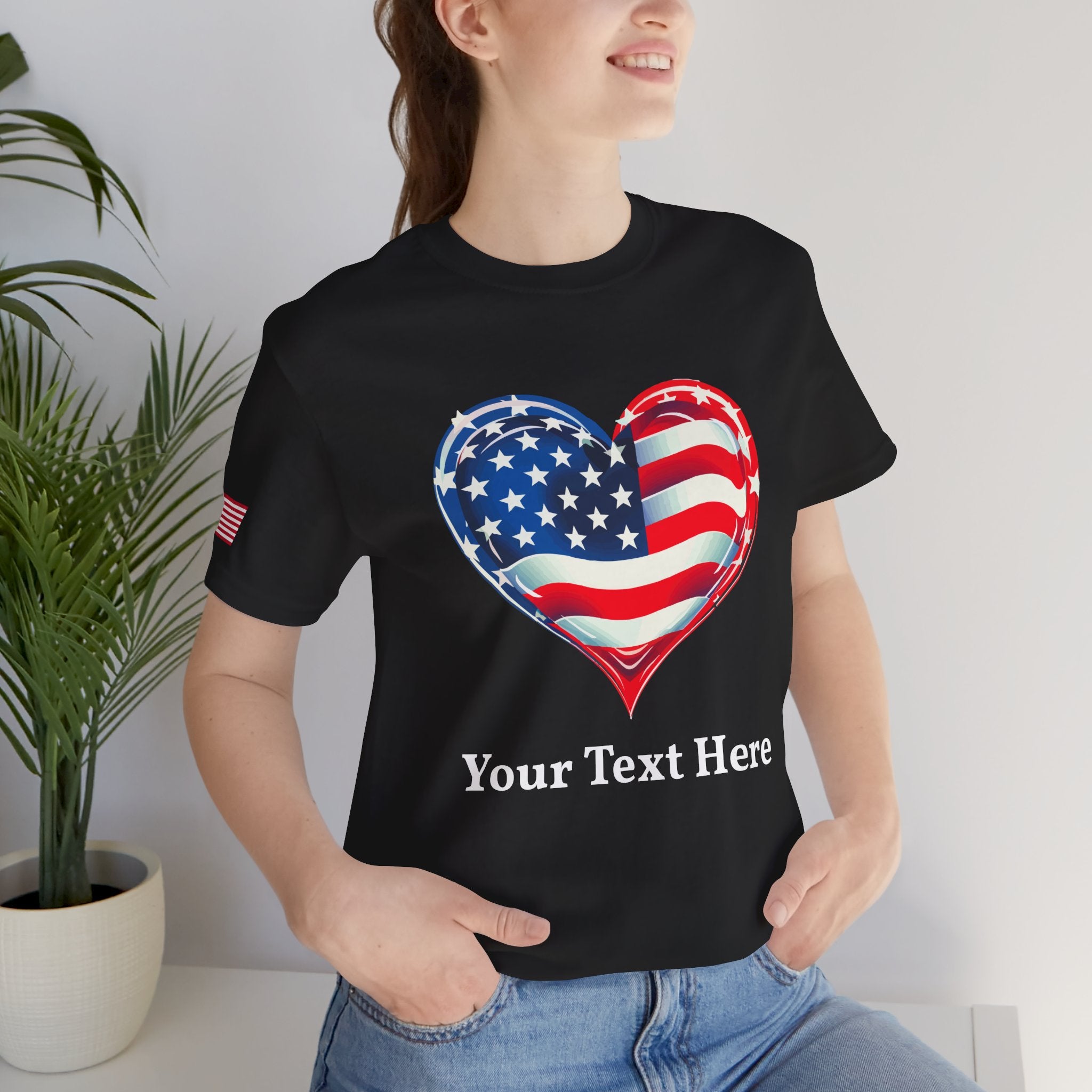 Custom T-Shirt - American Flag Heart T-Shirt – Love USA Patriotic Pride Graphic Tee