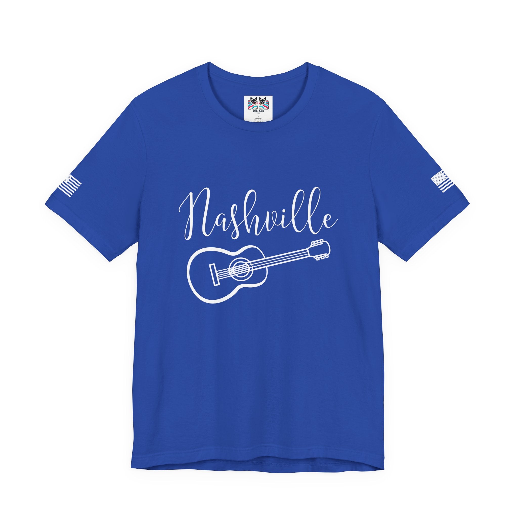 Nashville T-Shirt – Elegant Script with Acoustic Guitar Graphic Tee