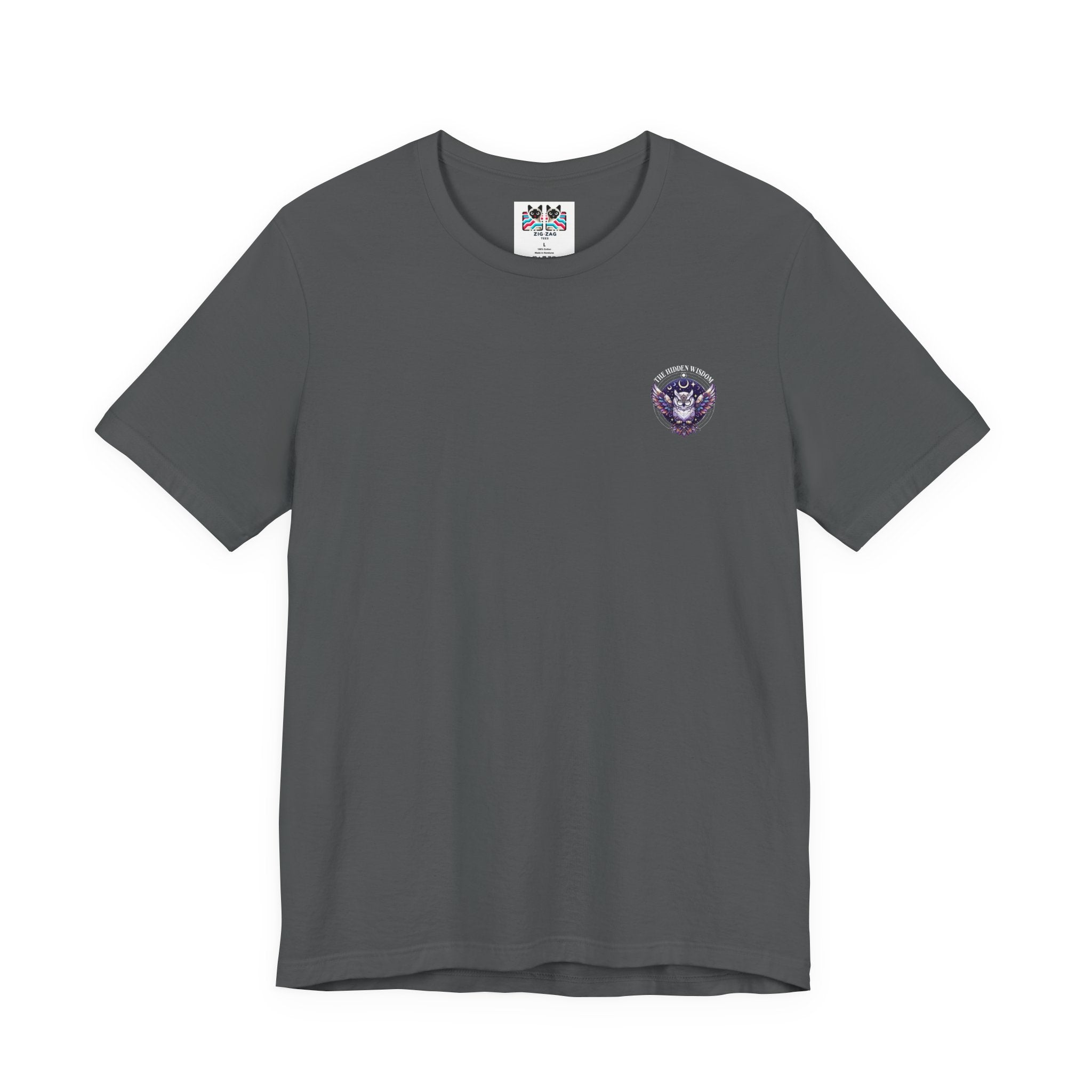 The Hidden Wisdom Within T-Shirt – Vibrant Flying Owl with Geometric Lines