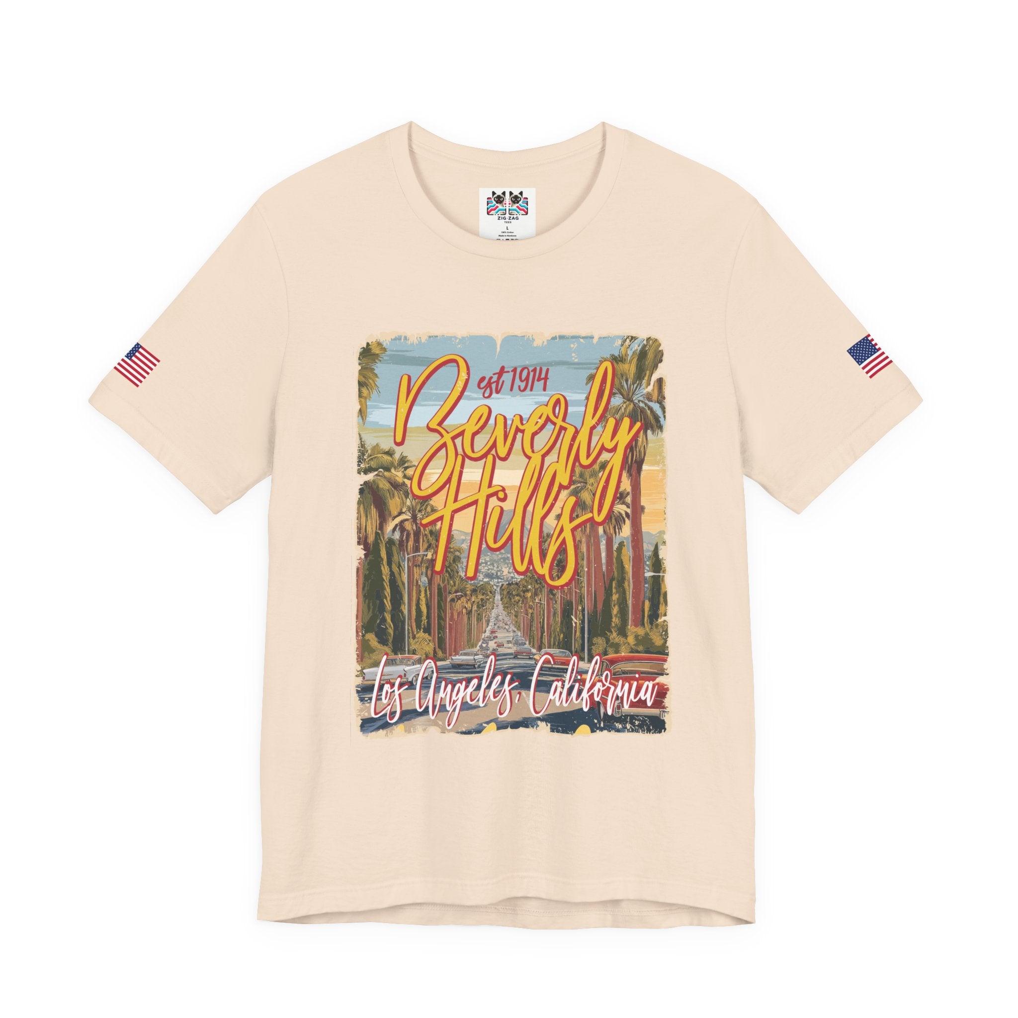 Beverly Hills EST 1914 T-Shirt – Los Angeles California Palm Tree Boulevard Illustrated Tee