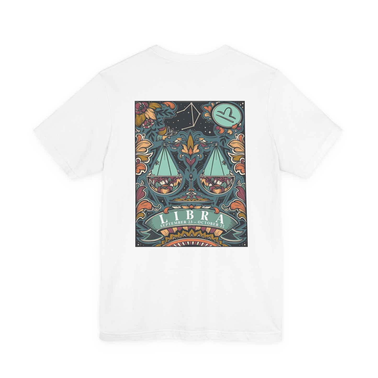 Libra Constellation & Floral Zodiac T-Shirt – September 23 to October 22