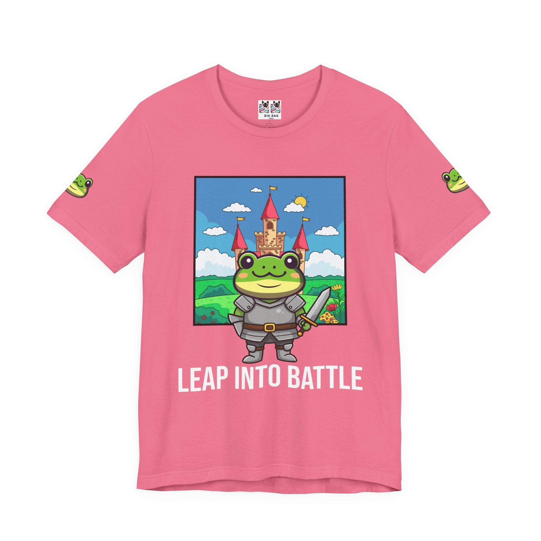 Custom T-Shirt - Knight Frog Castle T-Shirt – Cute Frog Knight Medieval Fantasy Graphic Tee