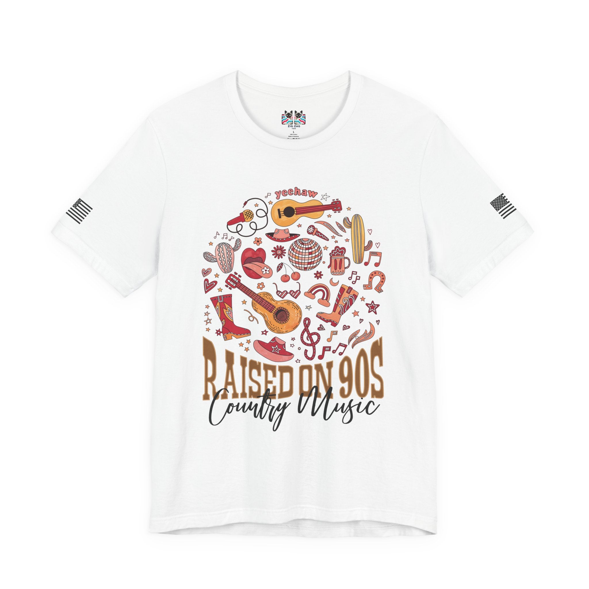 Raised on 90s Country Music T-Shirt – Yeehaw Retro Circle Collage Graphic Tee