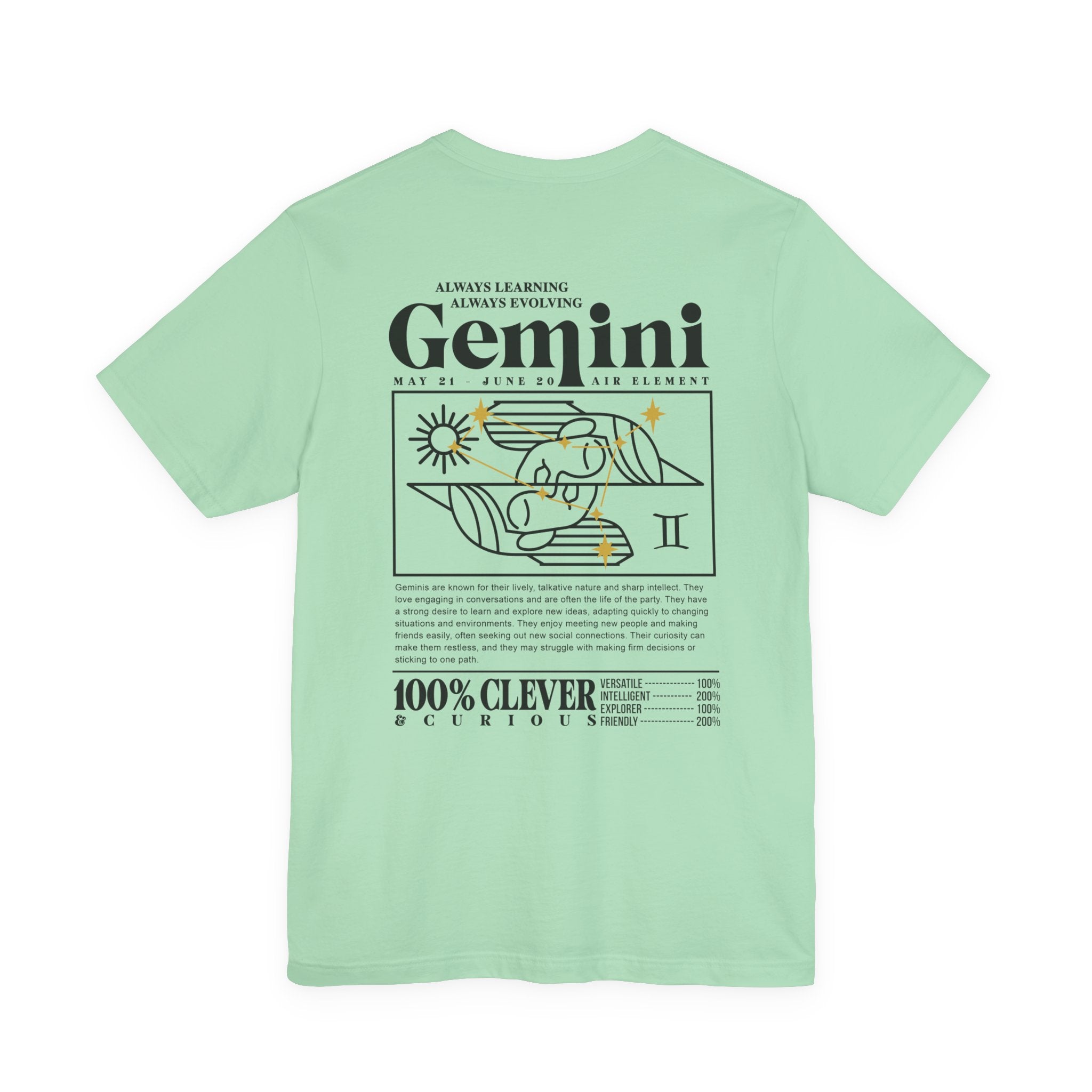 Gemini Zodiac T-Shirt – Clever and Curious Air Sign Graphic