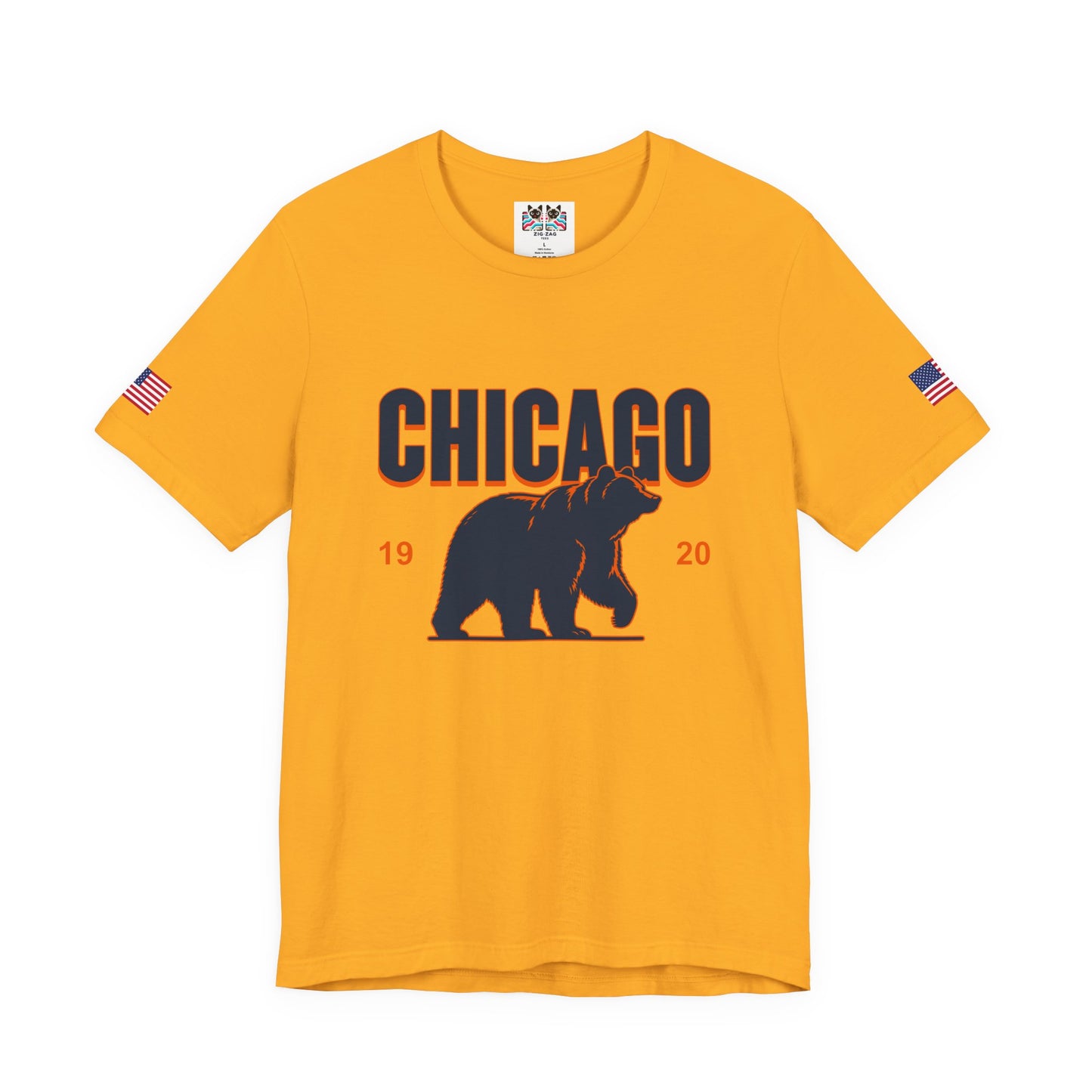 Chicago Bears T-Shirt - Chicago 1920 Orange Navy Blue Bear Mascot Illinois Design