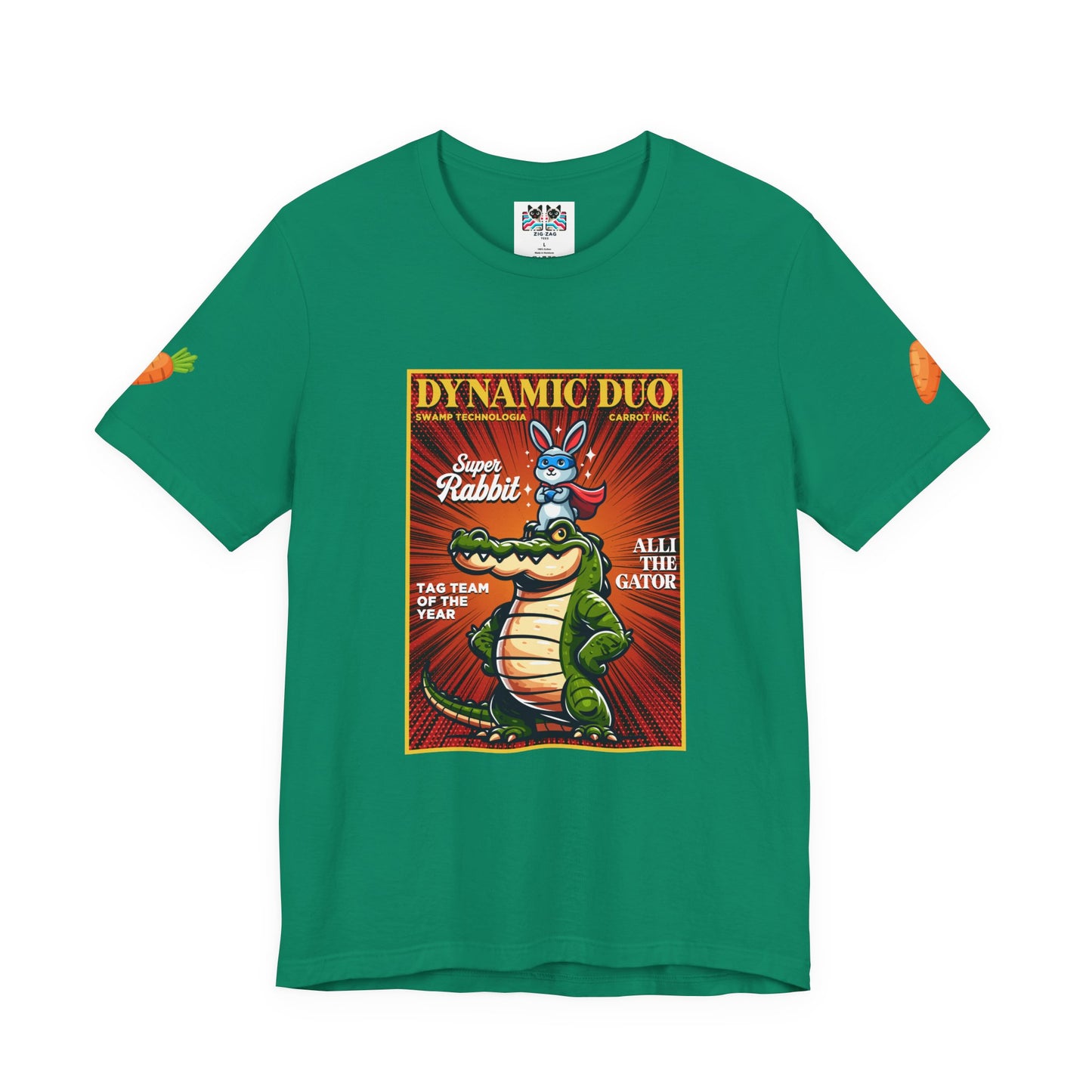 Dynamic Duo Rabbit Alligator T-Shirt – Super Rabbit Alli the Gator Tag Team Graphic Tee
