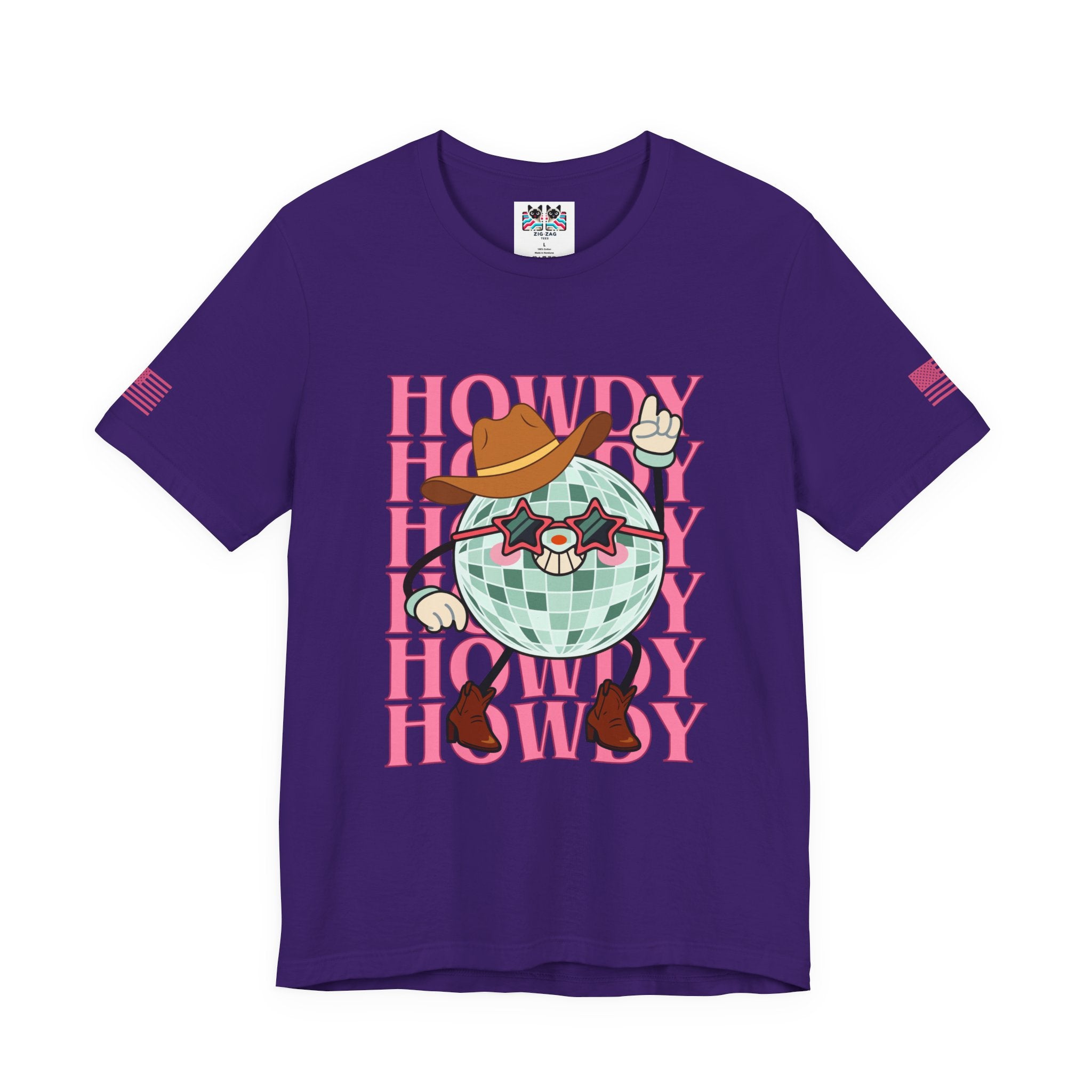 Howdy T-Shirt – Disco Ball Cowboy Repeat Typography Graphic Tee