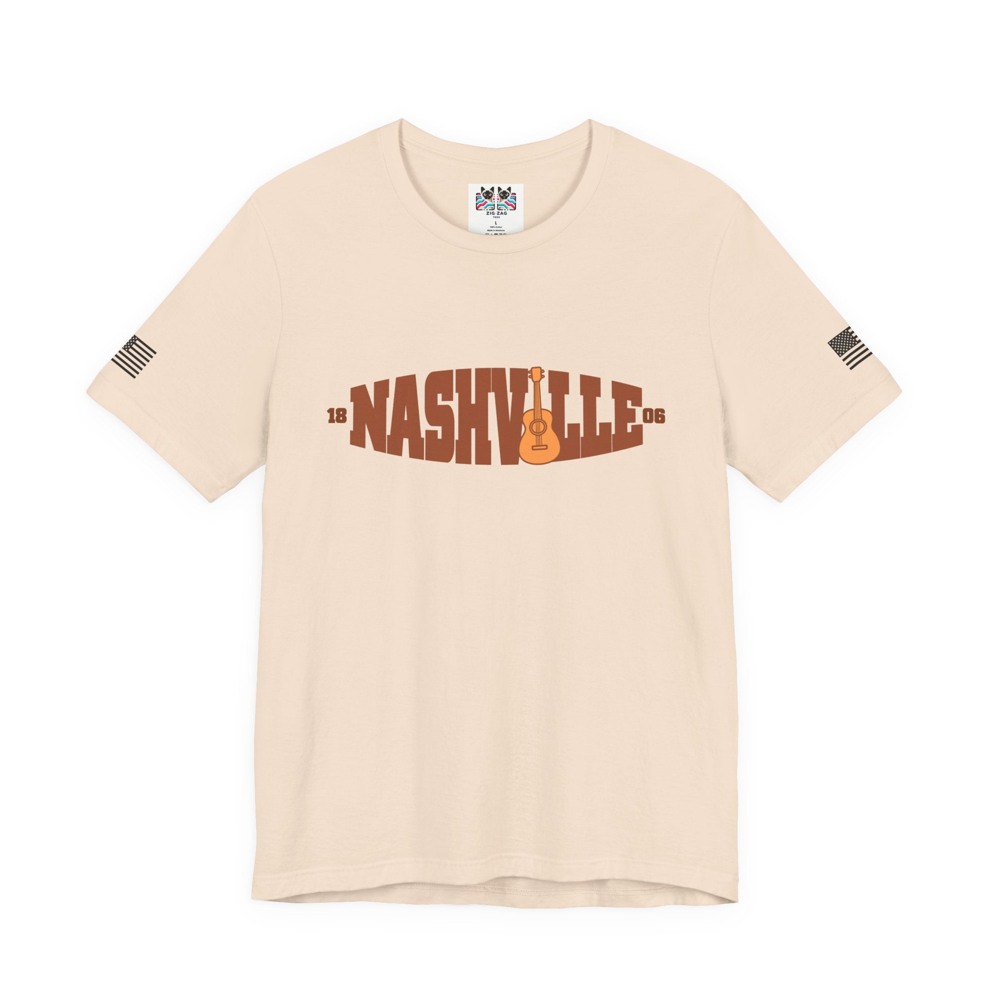 Nashville 1806 Guitar T-Shirt – Retro Inline Text with Guitar Graphic Tee