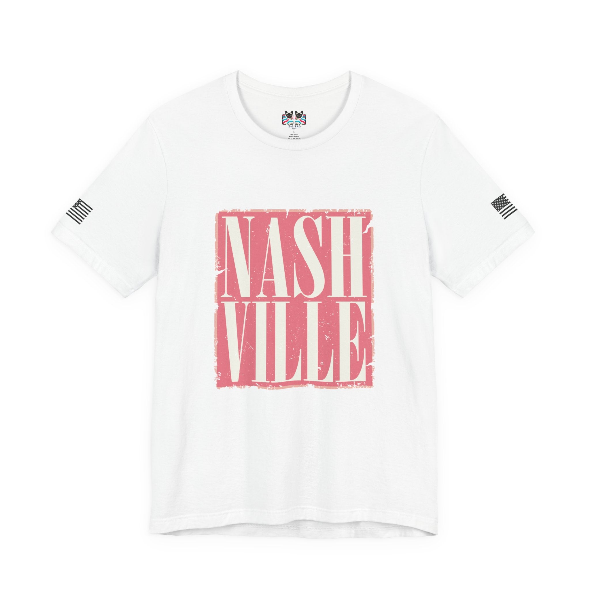 Nashville T-Shirt – Bold Distressed Block Letter Graphic Tee