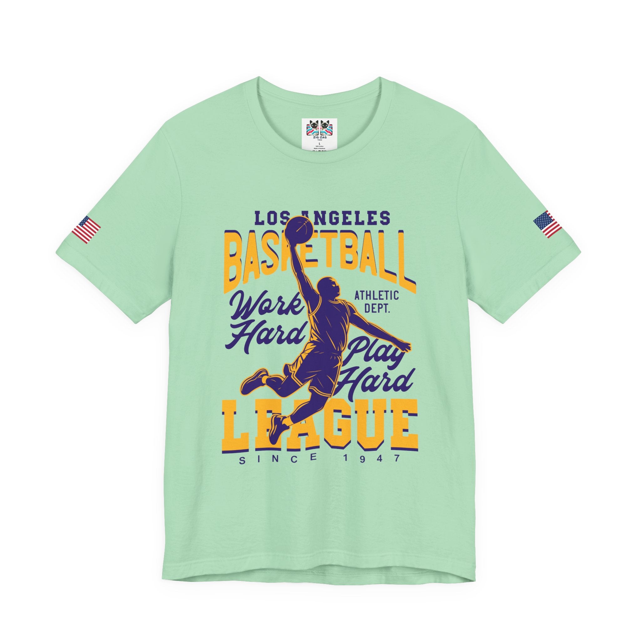Los Angeles Basketball League T-Shirt – Work Hard Play Hard Athletic Dept Since 1947 Tee