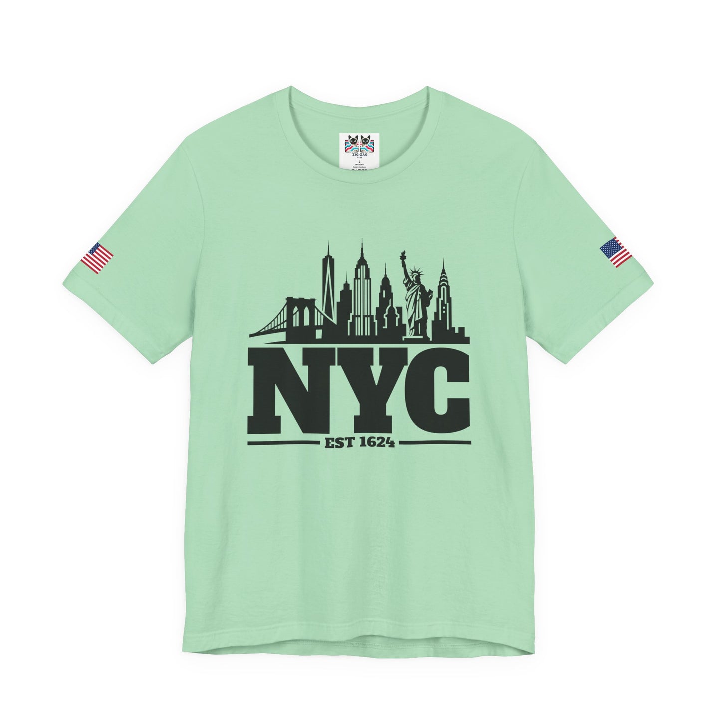 NYC Skyline Silhouette T-Shirt - Black & White New York City Est 1624 Minimalist