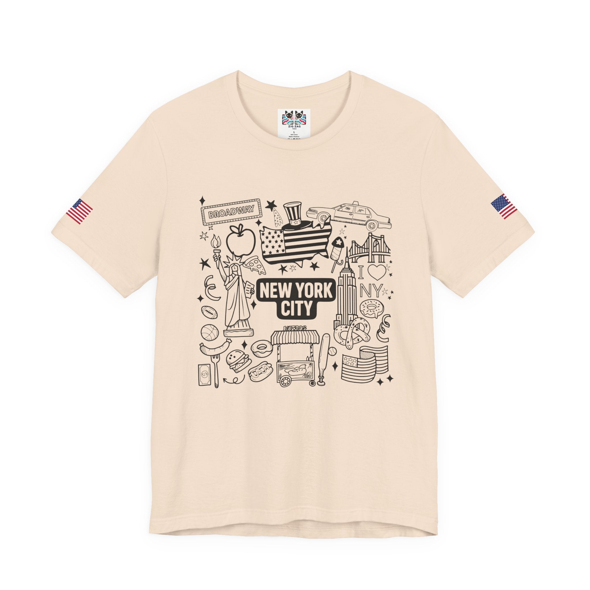 New York City Doodle T-Shirt - Cute NYC Icons Coloring Book Style Tourist Design