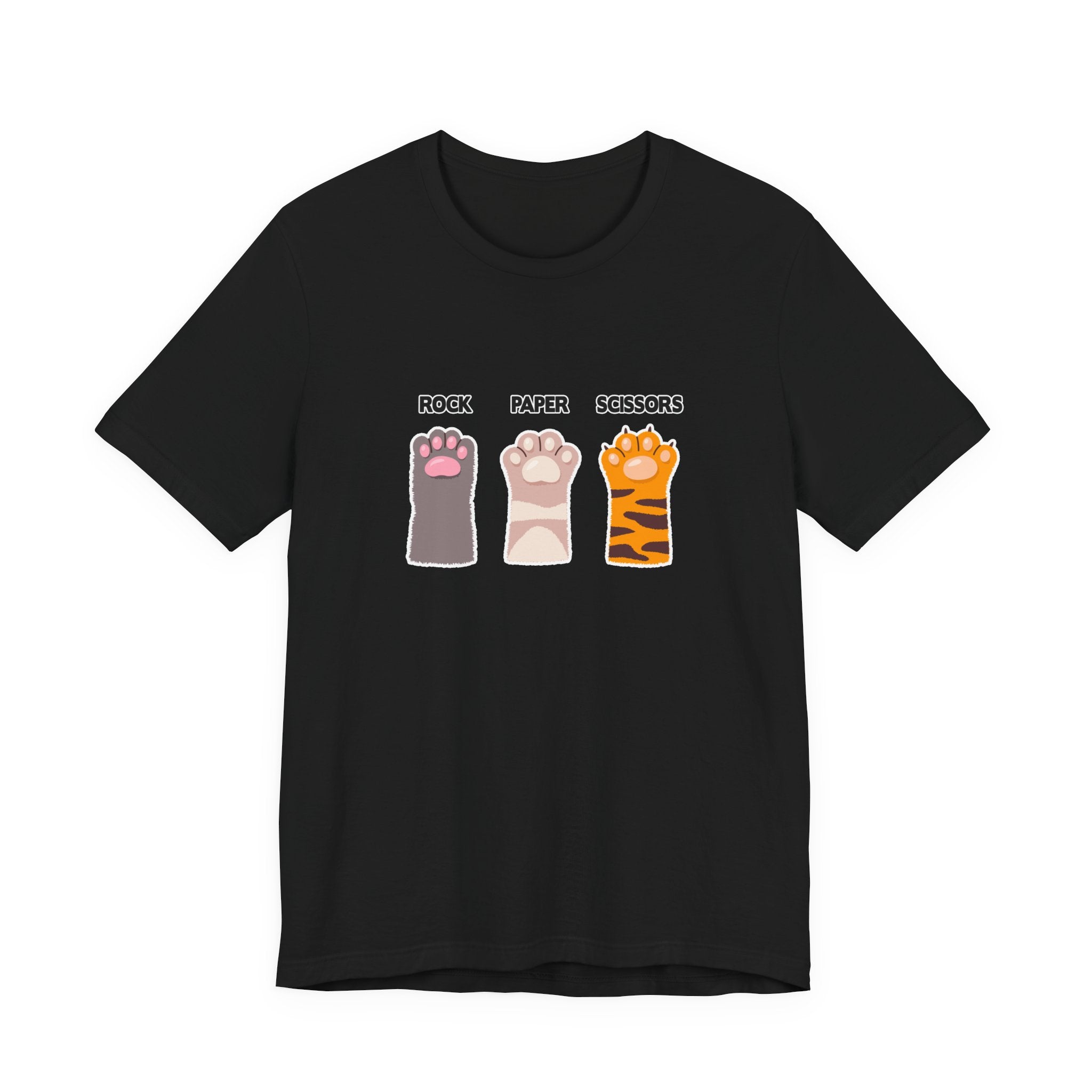 Rock Paper Scissors Cat Paw Tshirt Funny Feline Game Design