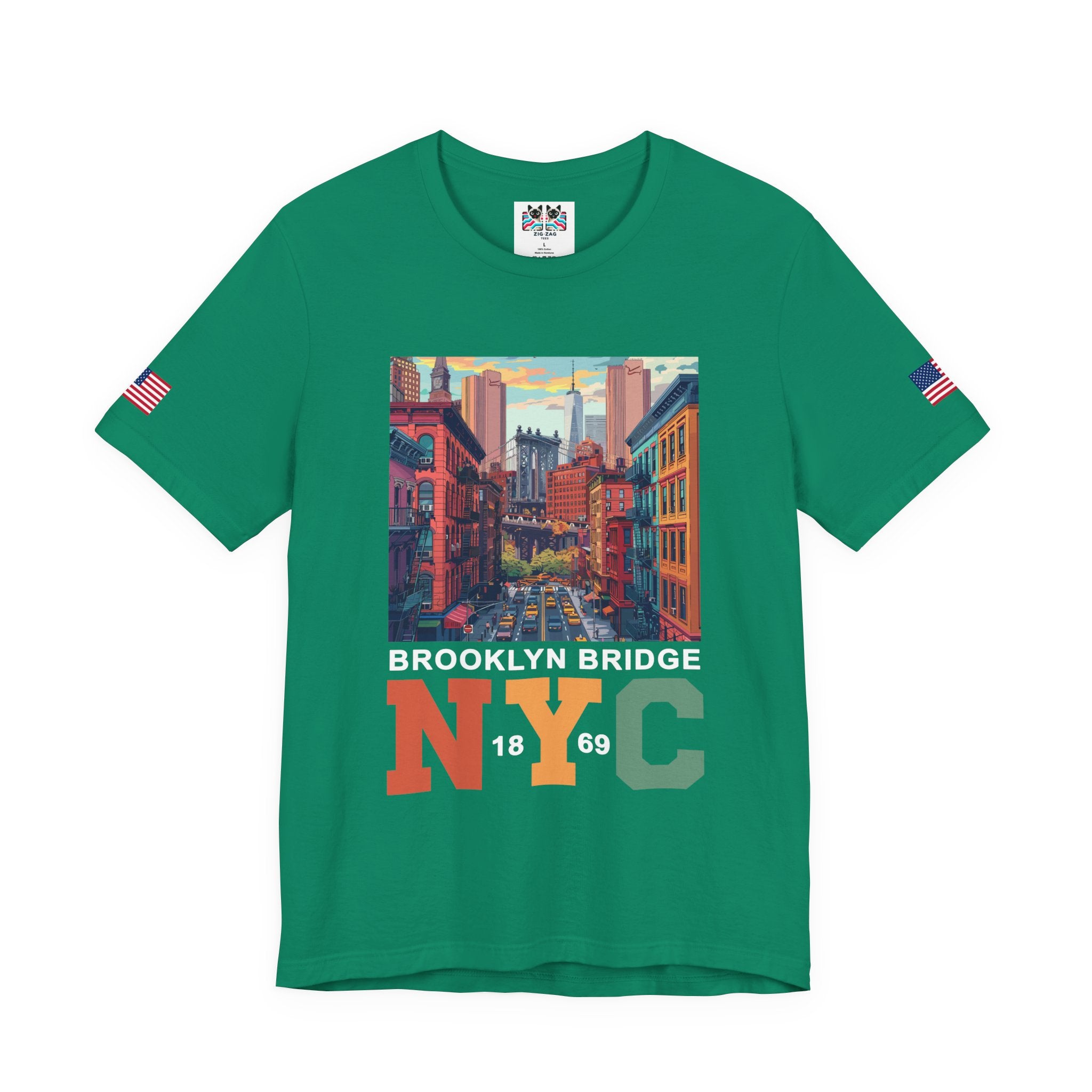 Brooklyn Bridge NYC T-Shirt - Vintage Street Scene Manhattan Bridge 1869 New York