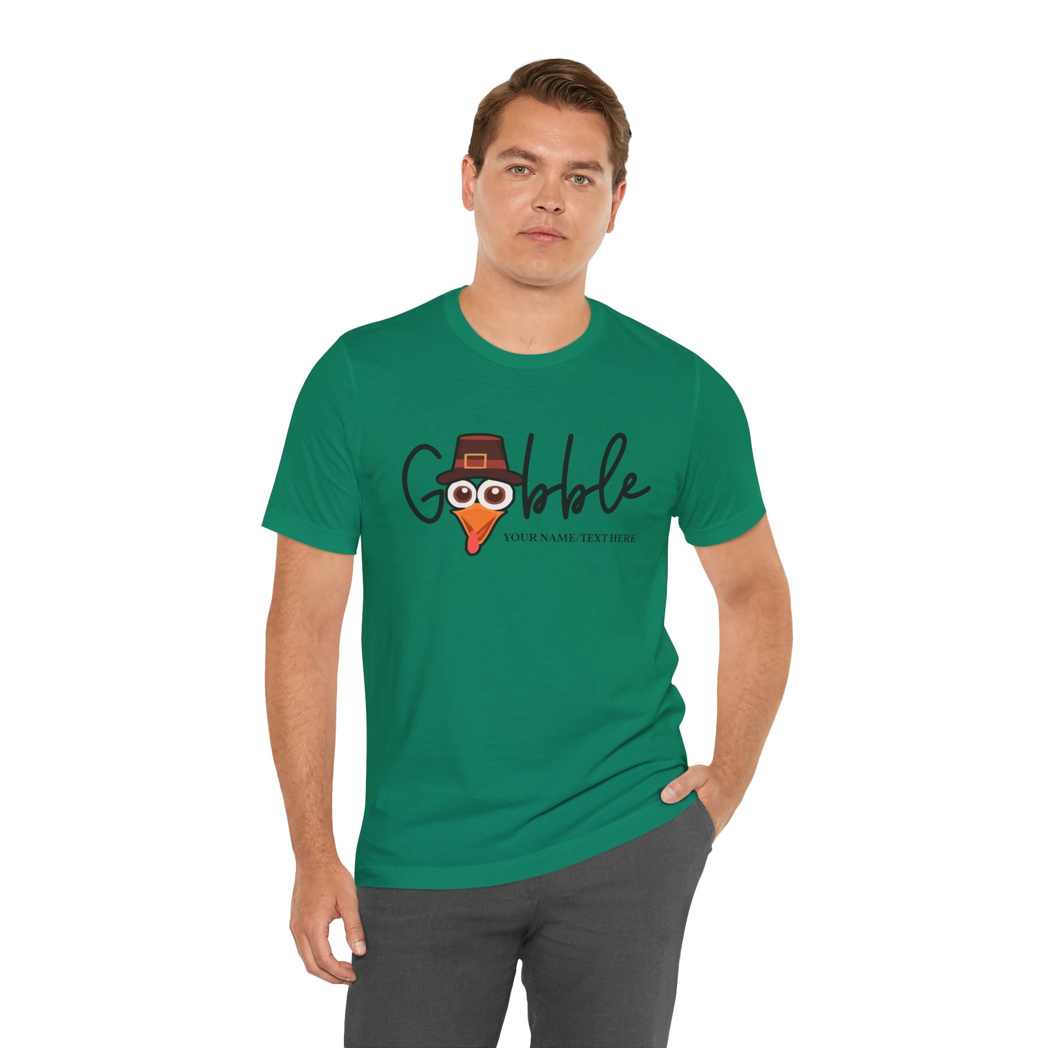 Custom T-Shirt - Gobble Turkey Head Cursive T-Shirt