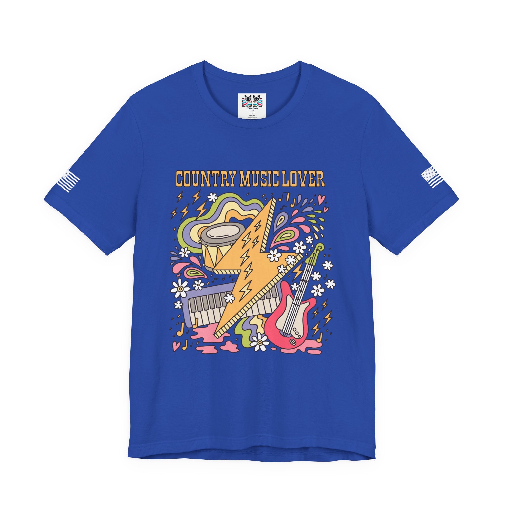 Country Music Lover T-Shirt – Retro Groovy Instruments Graphic Tee