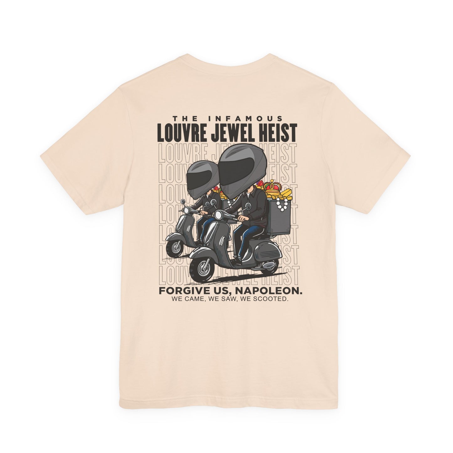 The 7 Minutes Louvre Jewel Heist – Napoleon’s Paris Getaway Tee [Black Text]