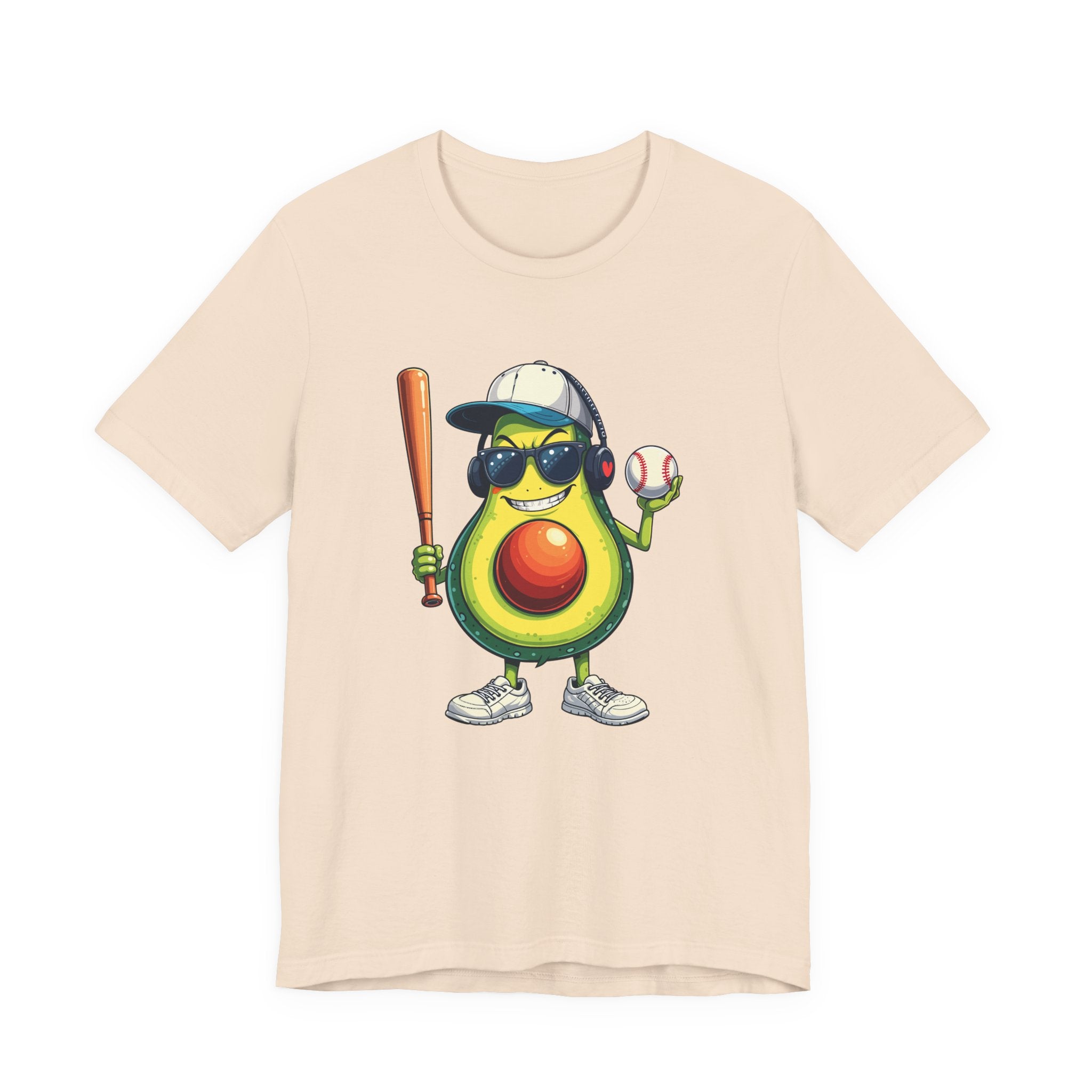 Aggressive Avocado Baseball Mascot Tshirt Bold Sports Fruit Character Design