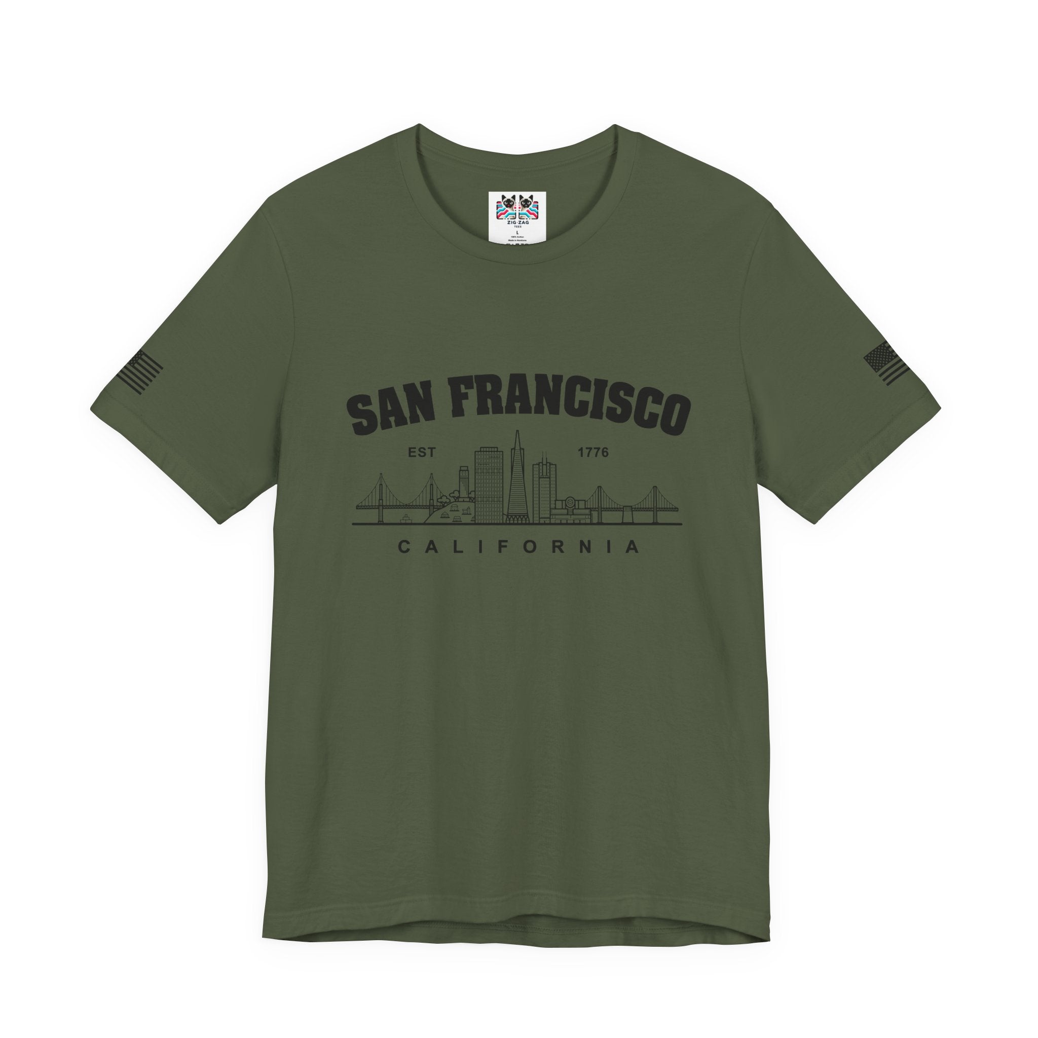 San Francisco California T-Shirt, EST 1776 Collegiate Skyline Tee, Bay Area Minimalist Gift Shirt, SF Souvenir, Unisex