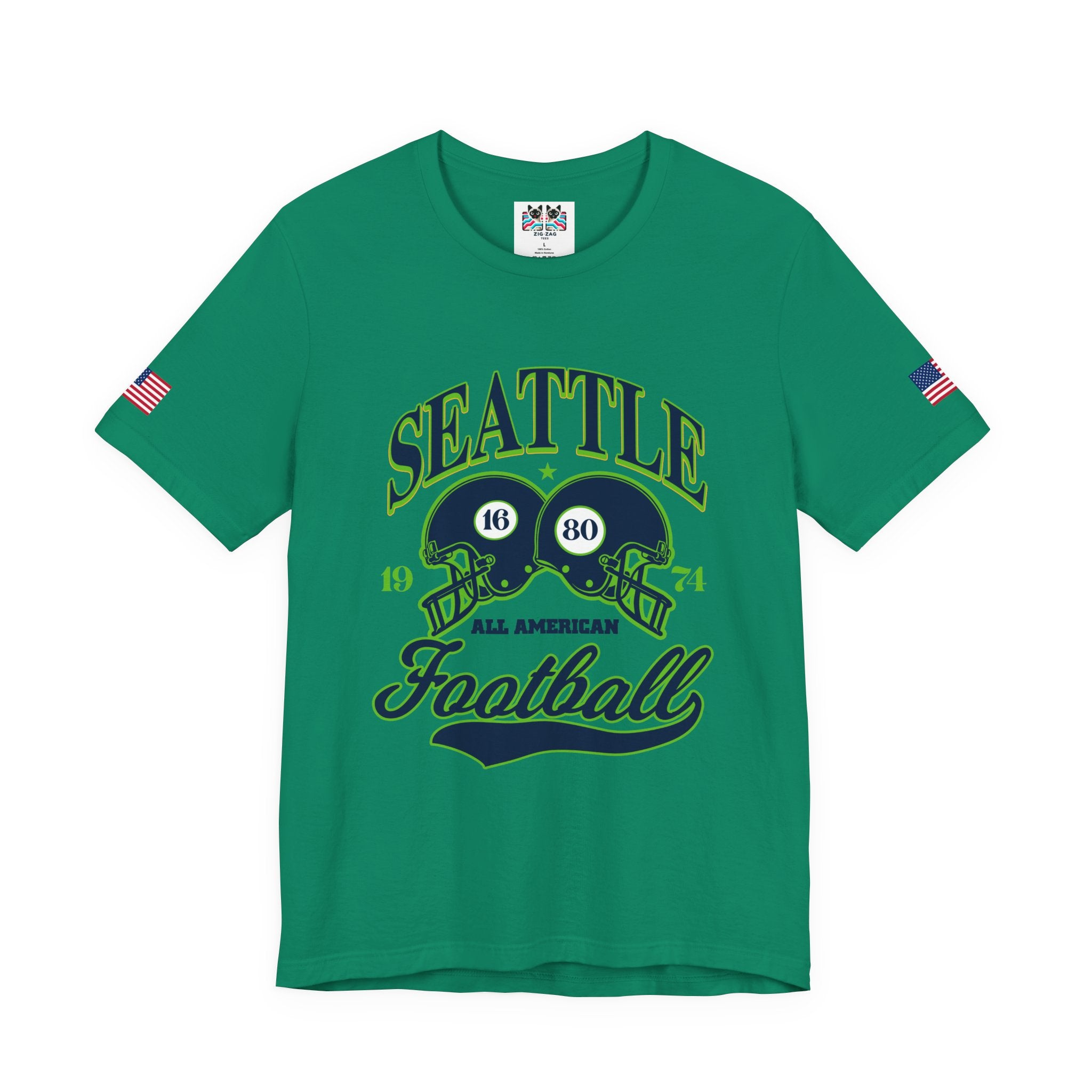 Seattle All American Football Retro Dual Helmet T-Shirt | Since 1974 Game Day Tee | Seattle Football Fan Shirt