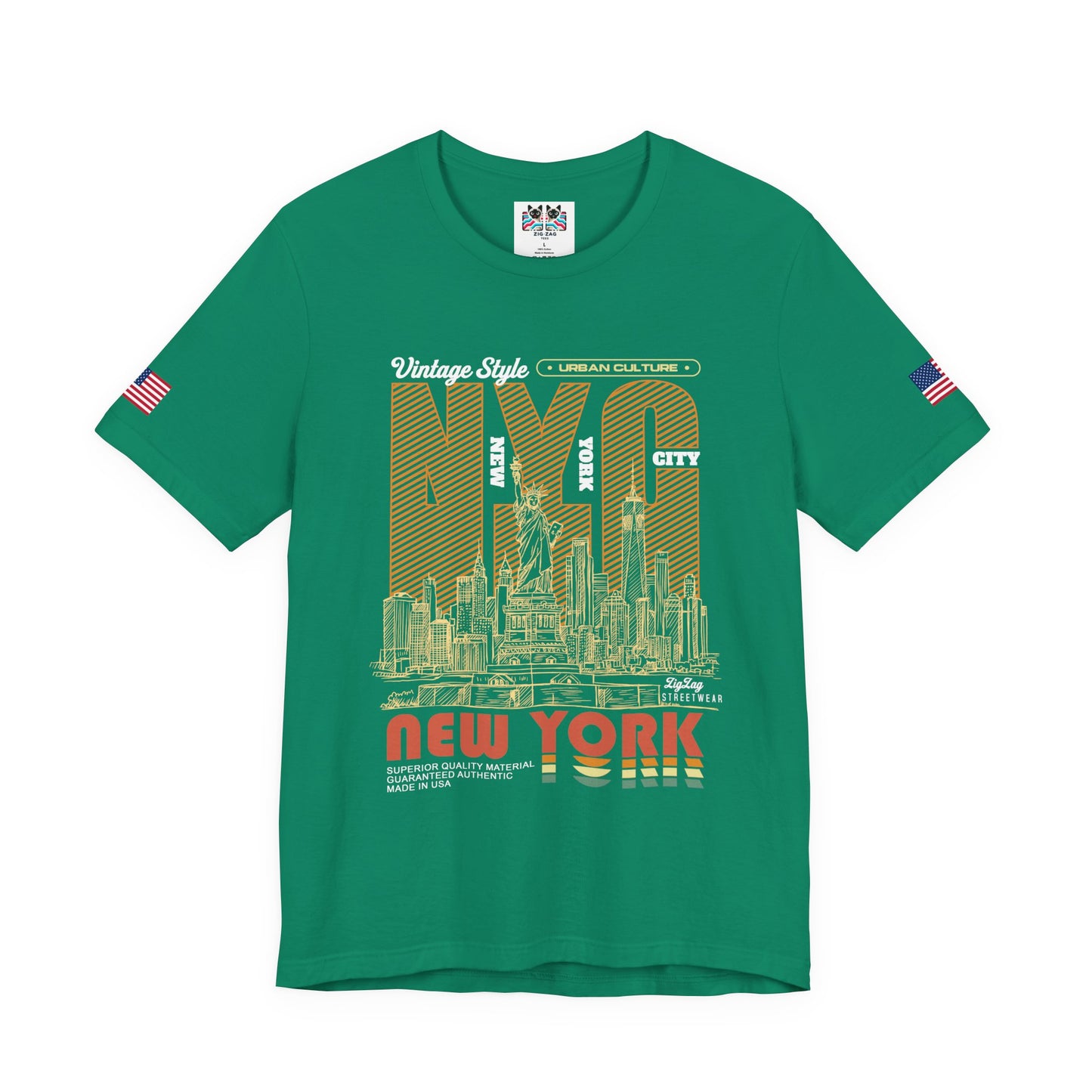 Vintage NYC T-Shirt - New York City Urban Culture Retro Orange Striped Design