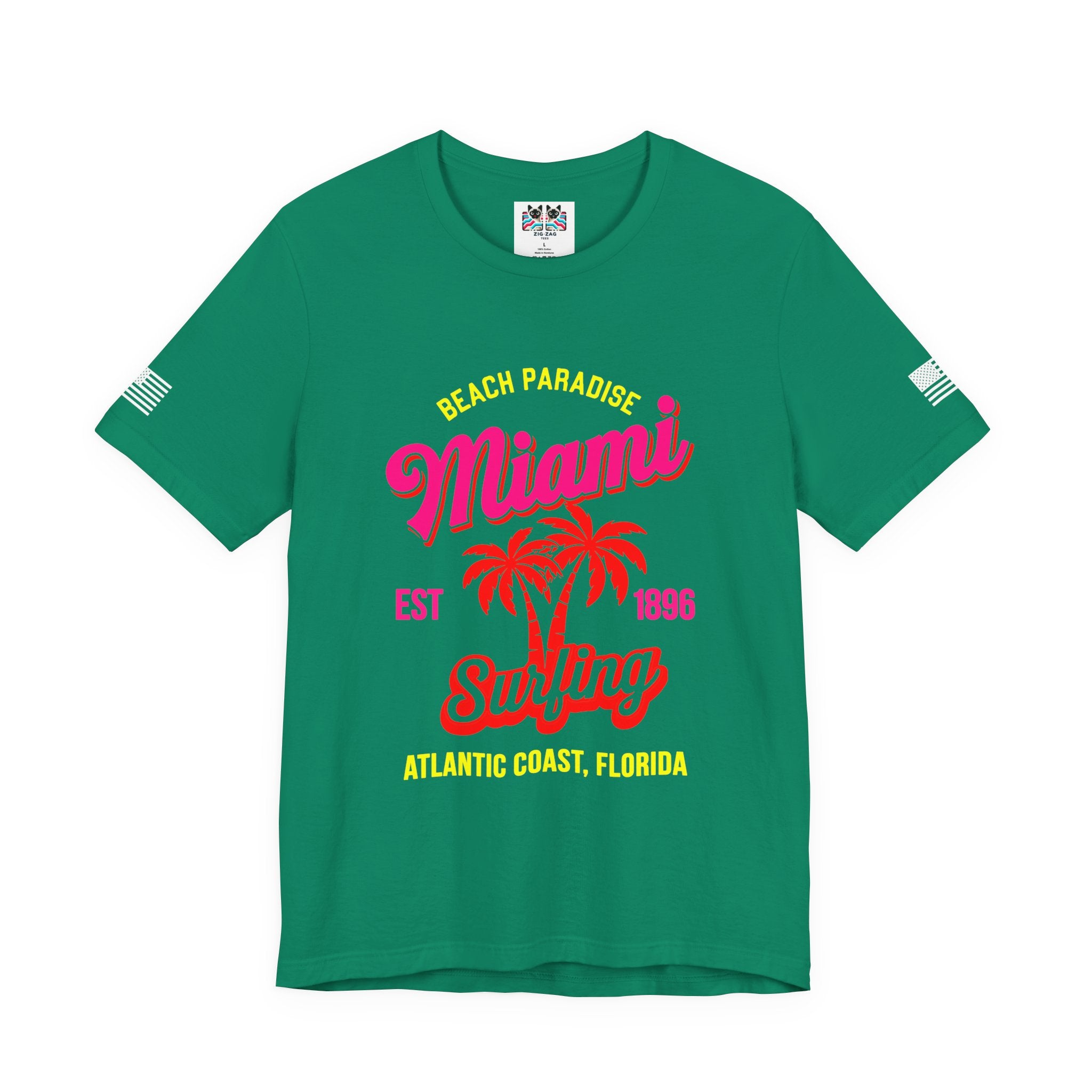 Miami Beach Paradise Surfing T-Shirt – EST 1896 Atlantic Coast Florida Retro Tee