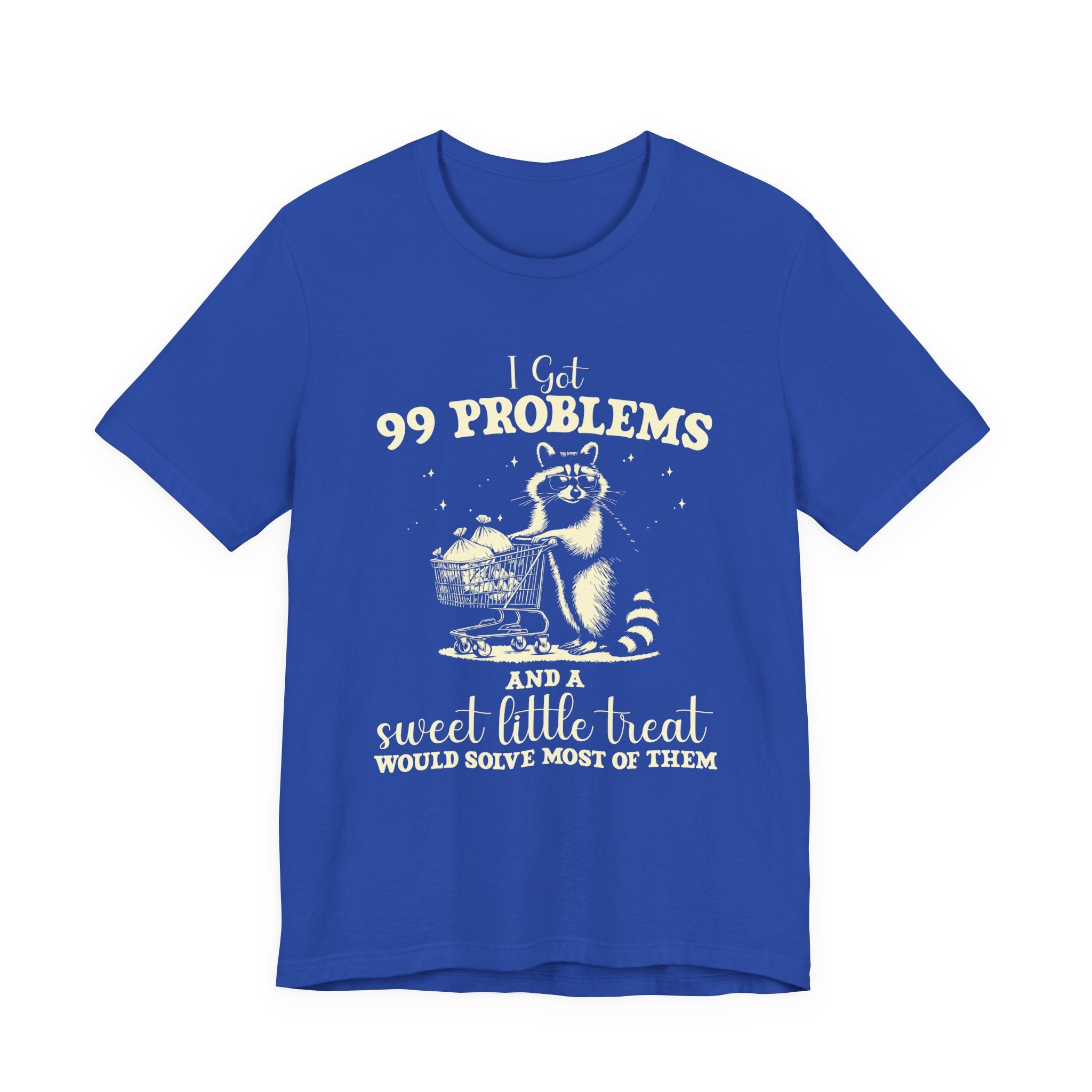 Raccoon with Sunglasses T-Shirt – Funny Shopping Cart & Cash Bags Graphic Tee