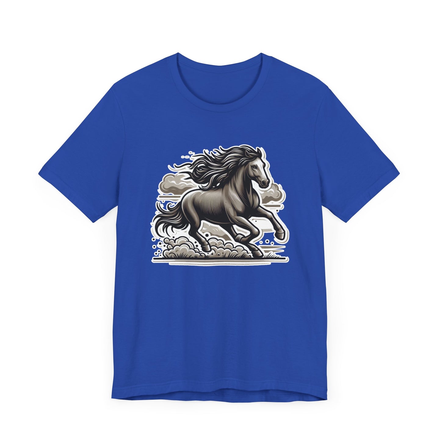 Wild Mustang Running Free with Dust and Dramatic Clouds Graphic T-Shirt