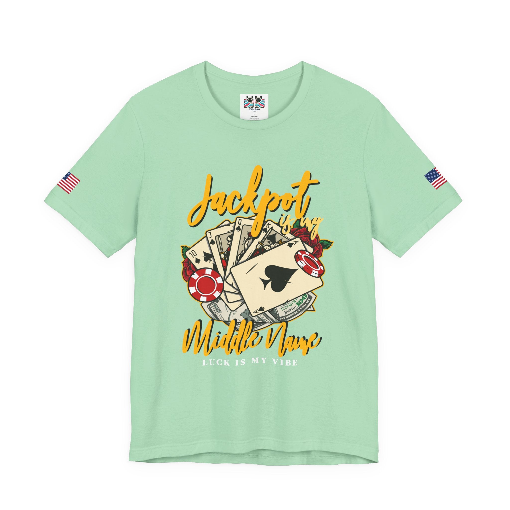Jackpot Is My Middle Name T-Shirt – Lucky Casino Poker Cards Vegas Tee