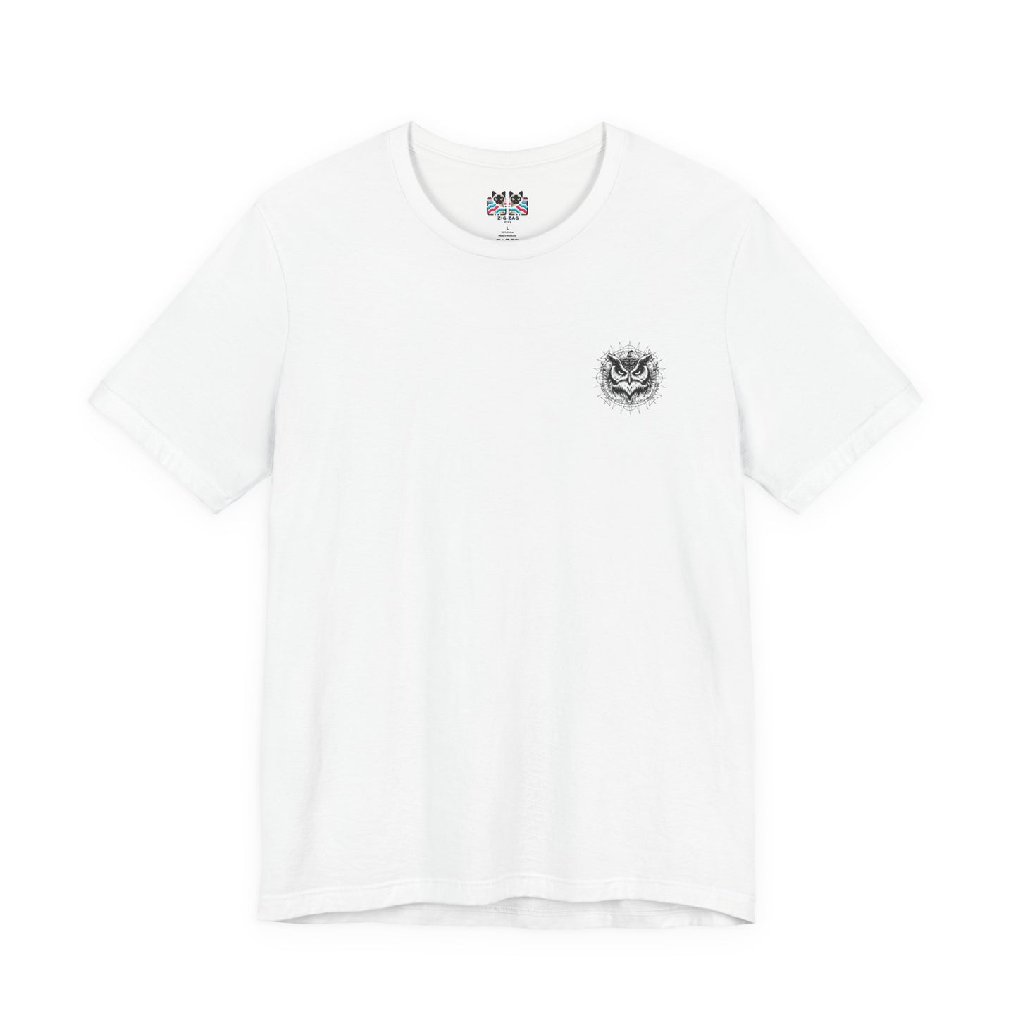 Spirit of Wisdom Owl T-Shirt – Wise Owl with Witch Hat and Medal [Black Text]