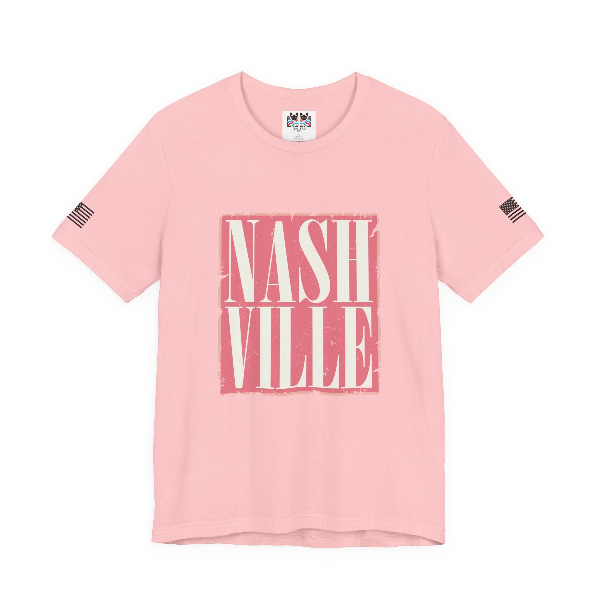 Nashville T-Shirt – Bold Distressed Block Letter Graphic Tee